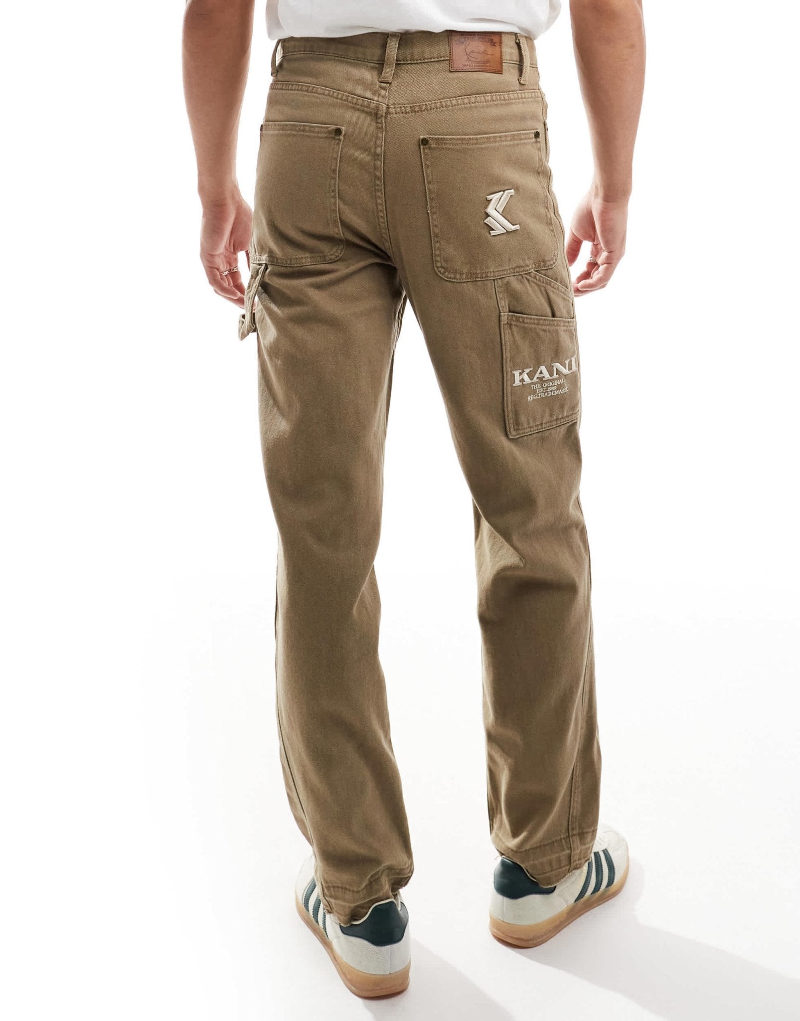 Karl Kani washed carpenters trousers in dark beige - ASOS Sample Sale EU Store