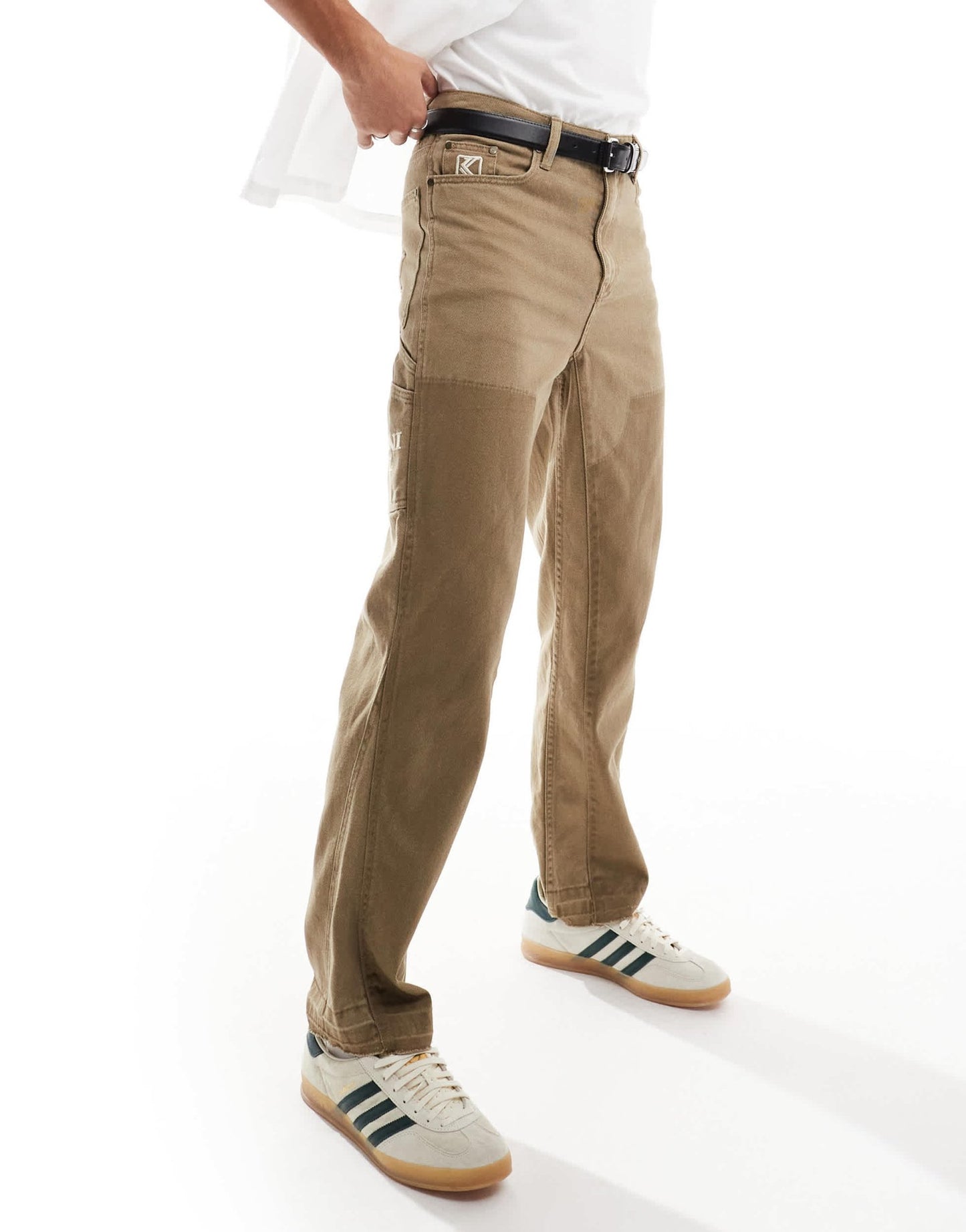 Karl Kani washed carpenters trousers in dark beige - ASOS Sample Sale EU Store