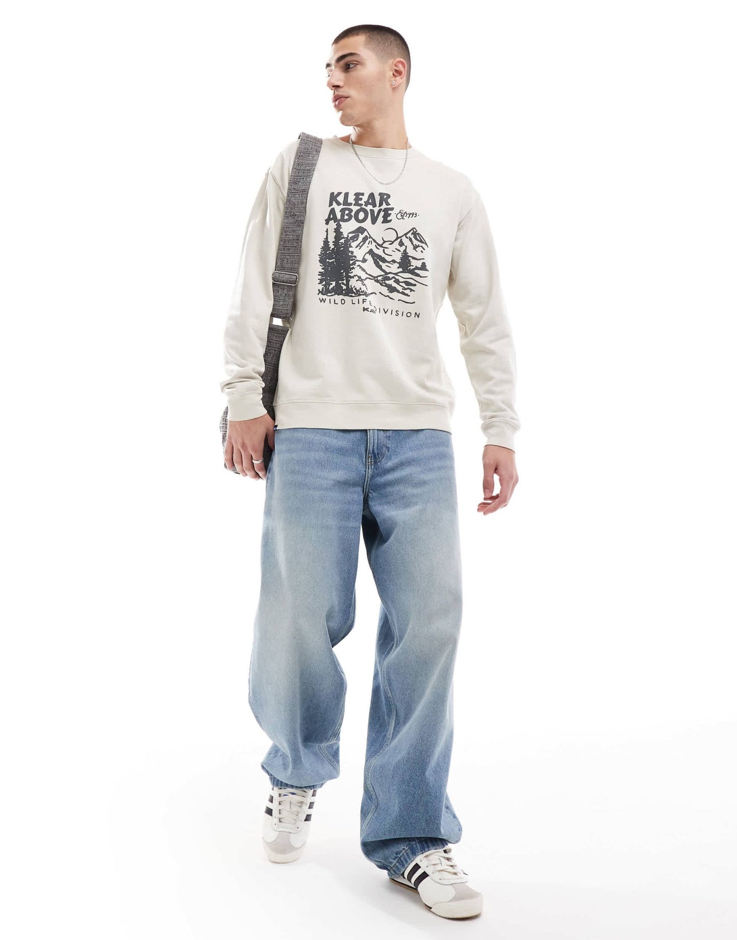 Kavu core crew graphic sweatshirt in oatmeal - ASOS Sample Sale EU Store
