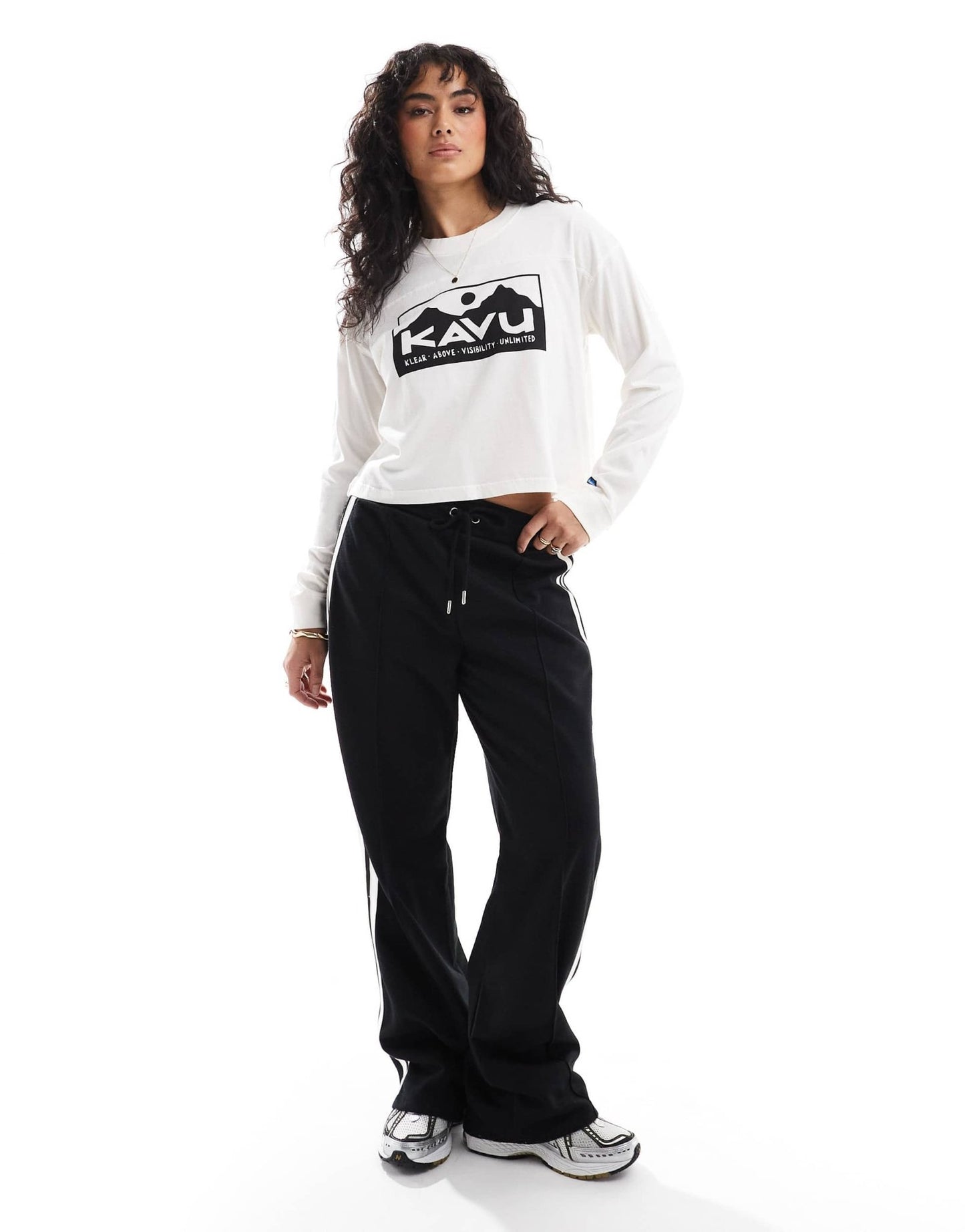 Kavu Francis long sleeve logo tshirt in white - ASOS Sample Sale EU Store