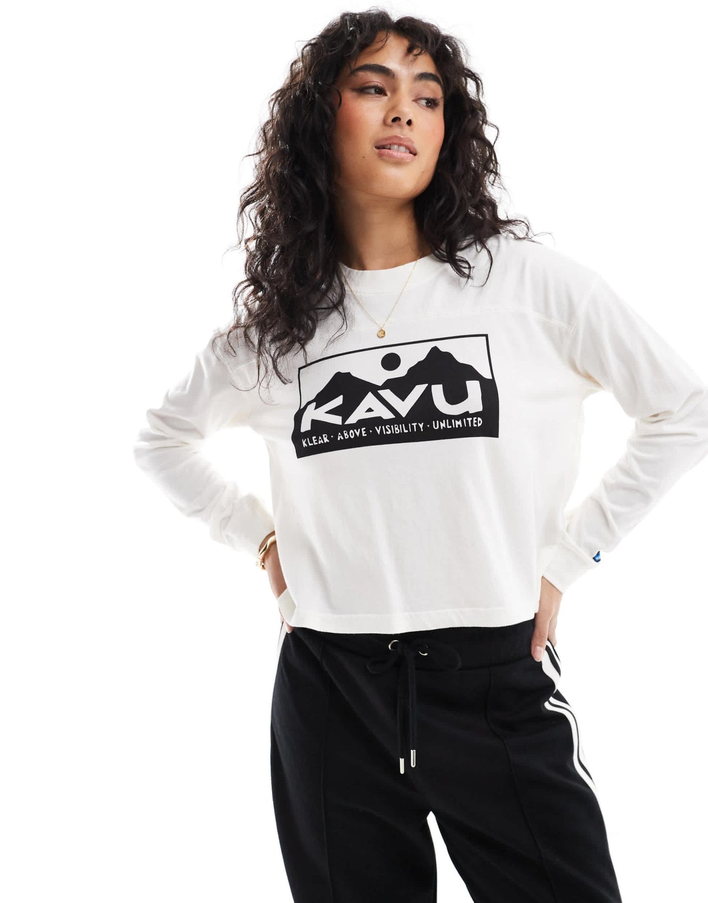 Kavu Francis long sleeve logo tshirt in white - ASOS Sample Sale EU Store