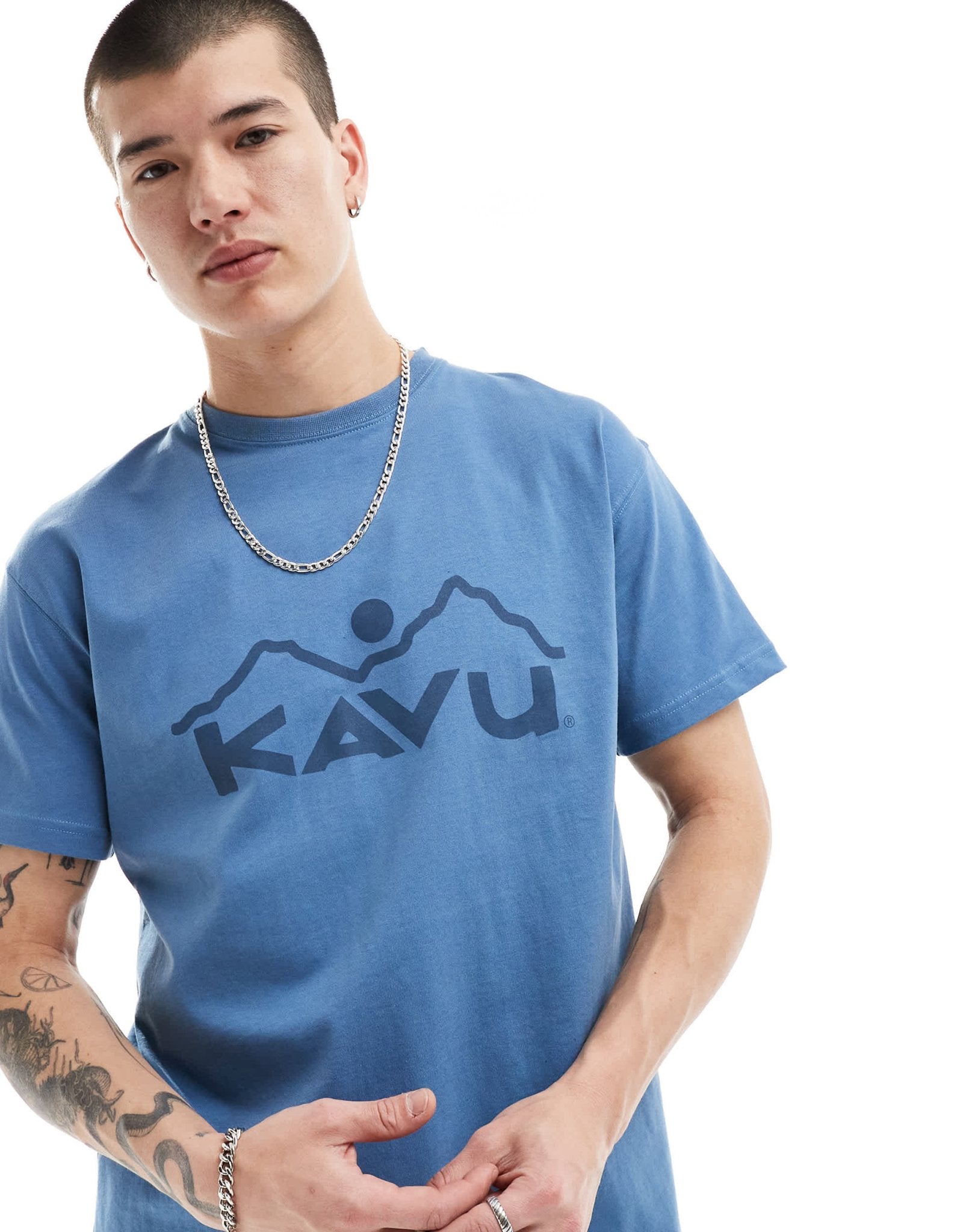 Kavu heritage front logo t-shirt in blue - ASOS Sample Sale EU Store