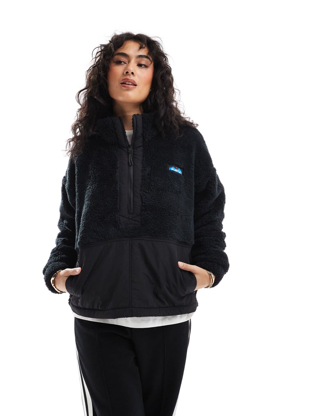 Kavu Pinesdale full zip heavy pile borg jacket in black - ASOS Sample Sale EU Store