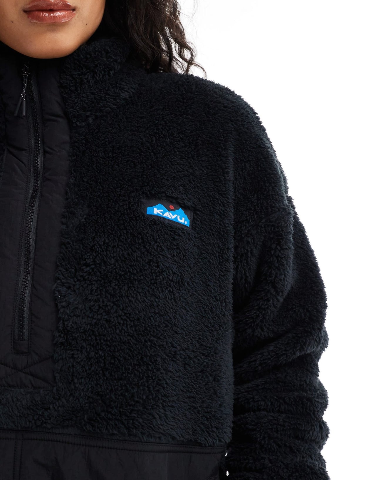 Kavu Pinesdale full zip heavy pile borg jacket in black - ASOS Sample Sale EU Store
