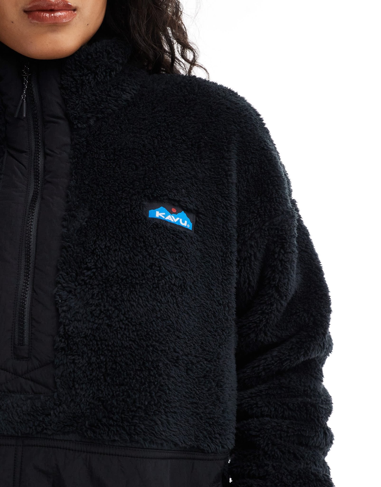 Kavu Pinesdale full zip heavy pile borg jacket in black - ASOS Sample Sale EU Store