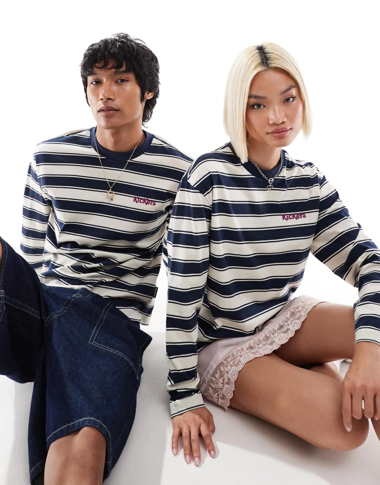 Kickers unisex crew neck sweat with embroidered logo on chest in stripe - ASOS Sample Sale EU Store