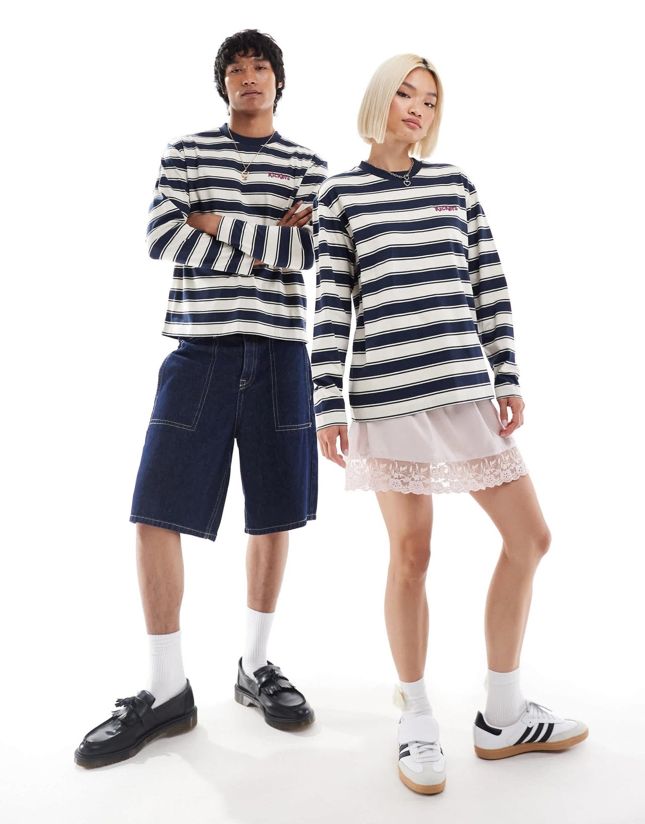 Kickers unisex crew neck sweat with embroidered logo on chest in stripe - ASOS Sample Sale EU Store