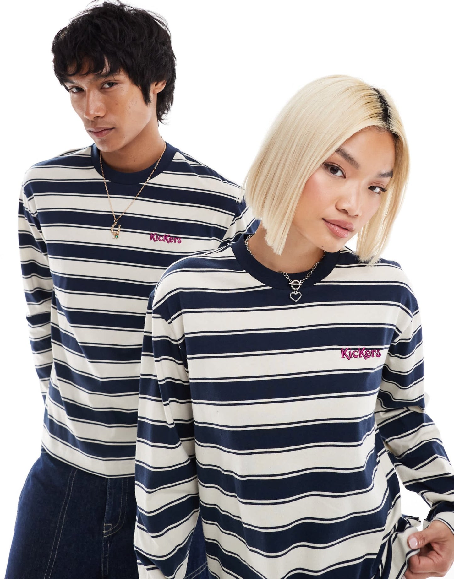 Kickers unisex crew neck sweat with embroidered logo on chest in stripe - ASOS Sample Sale EU Store
