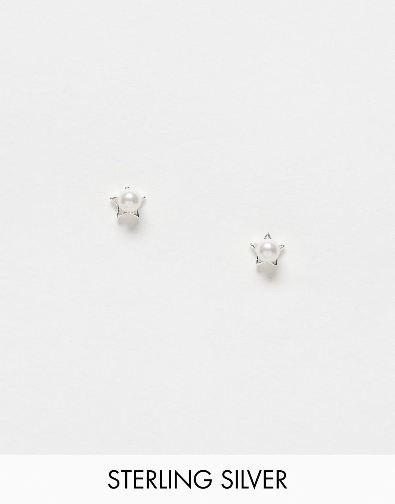 Kingsley Ryan Sterling Silver pearl star stud earrings in silver - ASOS Sample Sale EU Store