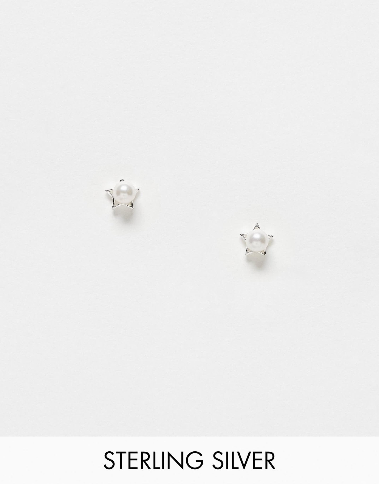 Kingsley Ryan Sterling Silver pearl star stud earrings in silver - ASOS Sample Sale EU Store