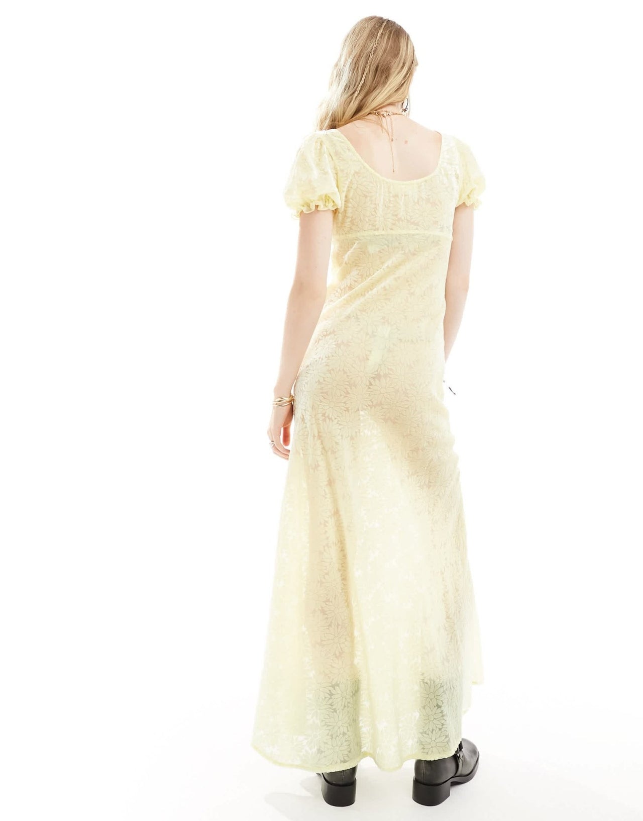 Kiss The Sky velvet burnout devore maxi dress in lemon - ASOS Sample Sale EU Store