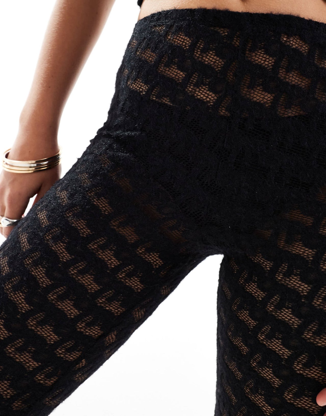 Labelrail x Daisy Birchall bow lace peddle pusher leggings in black - ASOS Sample Sale EU Store