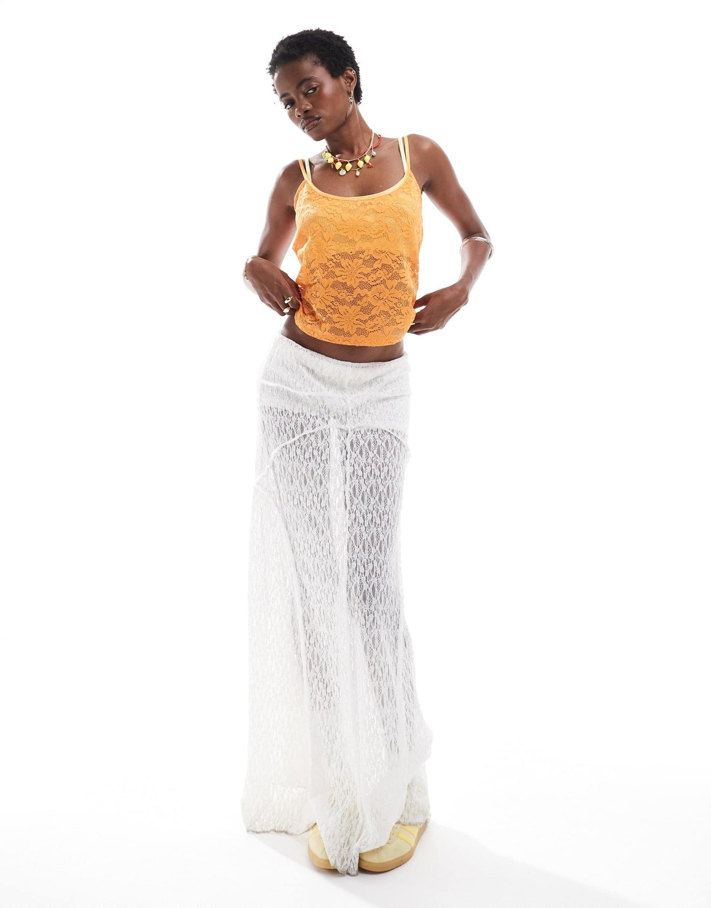 Labelrail x Olivia Grace Herring lace scoop neck vest in orange - ASOS Sample Sale EU Store