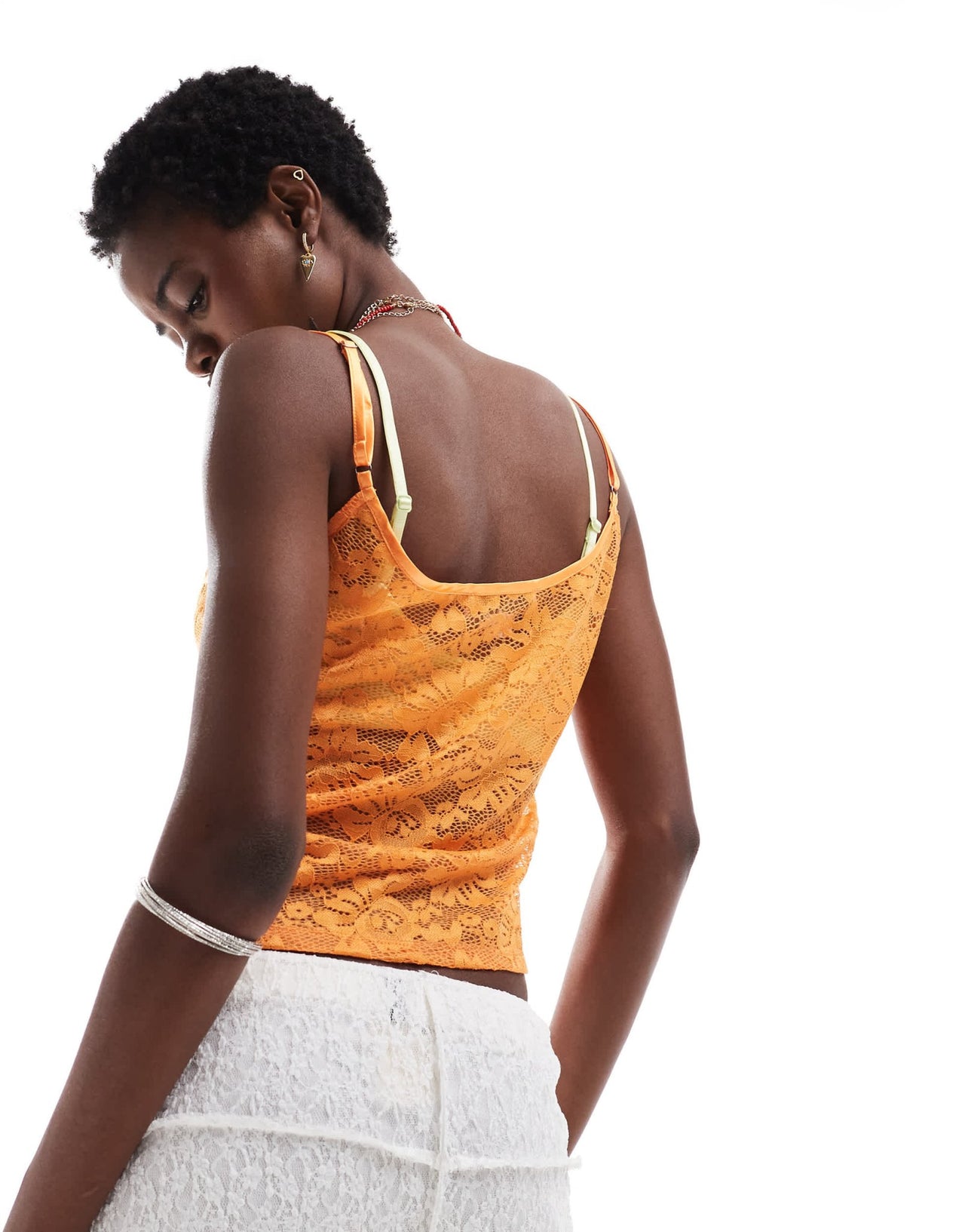Labelrail x Olivia Grace Herring lace scoop neck vest in orange - ASOS Sample Sale EU Store