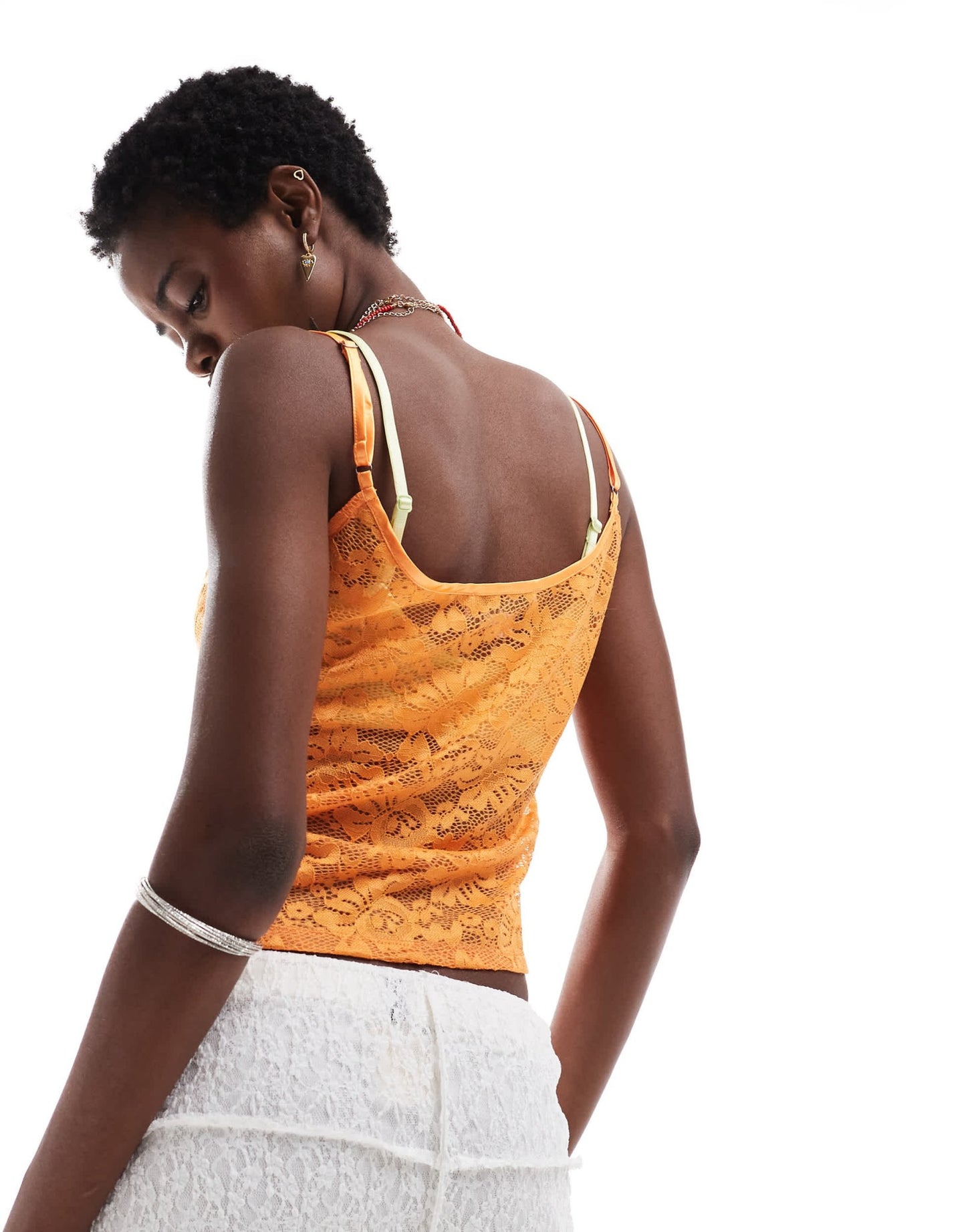 Labelrail x Olivia Grace Herring lace scoop neck vest in orange - ASOS Sample Sale EU Store