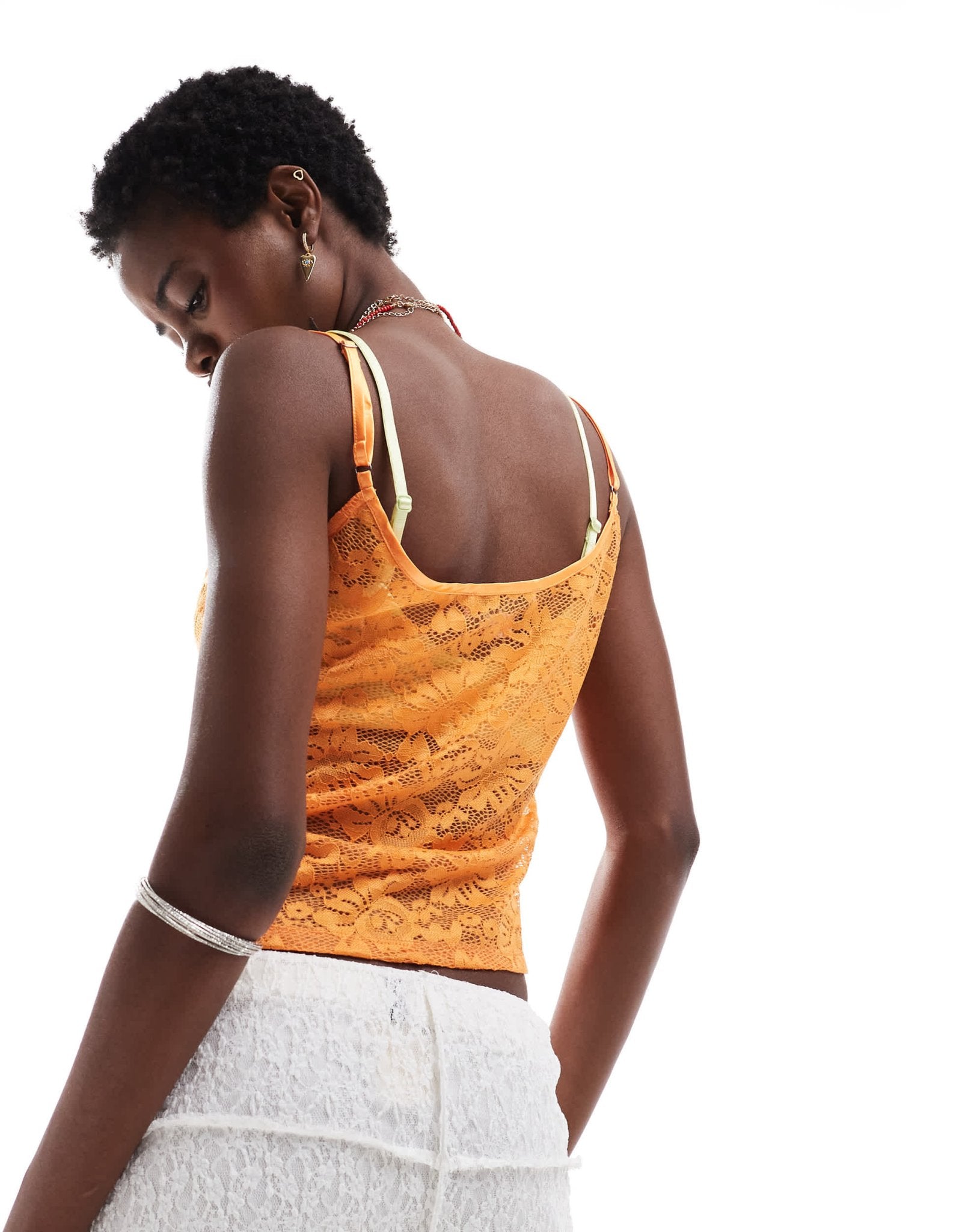 Labelrail x Olivia Grace Herring lace scoop neck vest in orange - ASOS Sample Sale EU Store