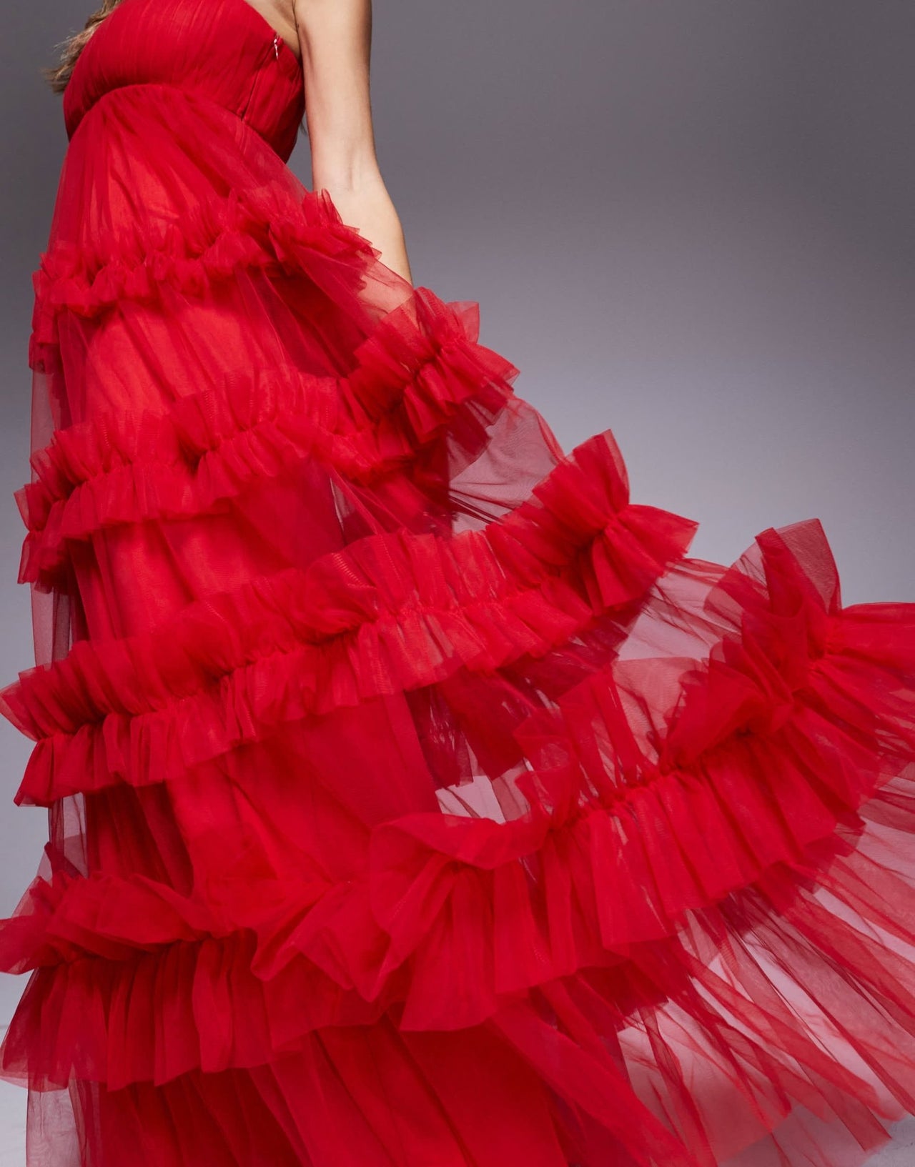 Lace & Beads empire ruffle maxi dress in red - ASOS Sample Sale EU Store