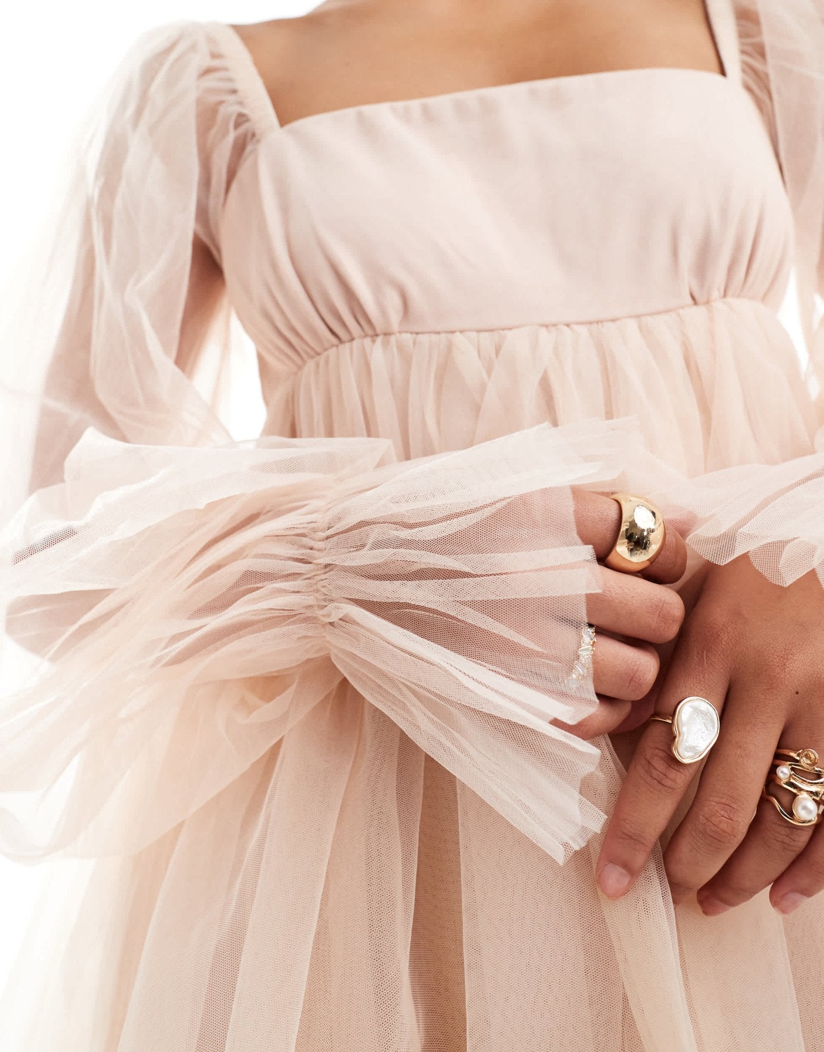 Lace & Beads organza mini dress in blush - ASOS Sample Sale EU Store