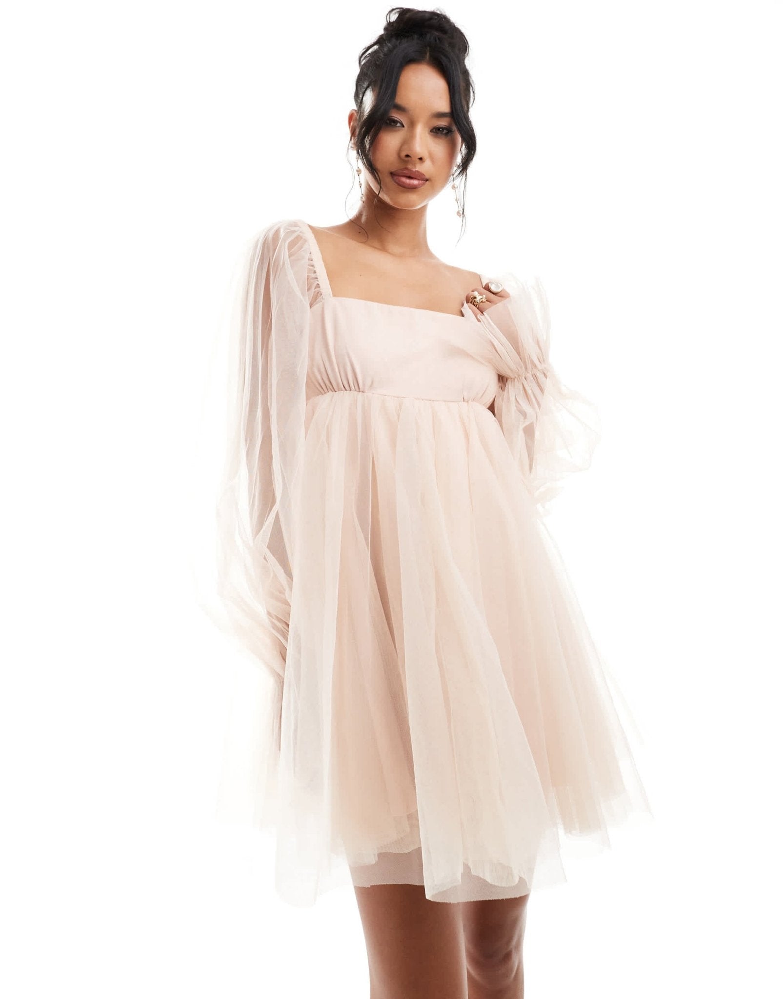 Lace & Beads organza mini dress in blush - ASOS Sample Sale EU Store