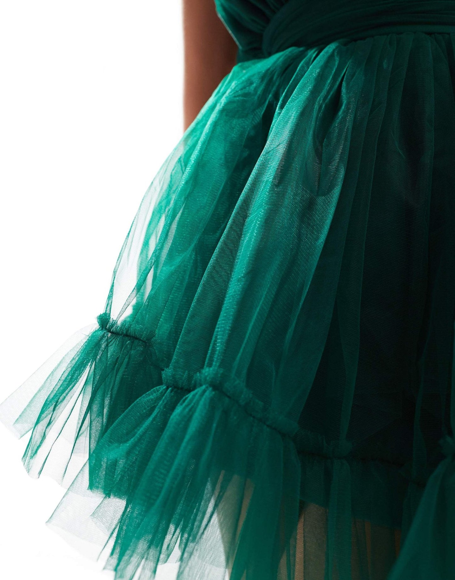 Lace & Beads Petite bandeau structured mini dress in emerald green - ASOS Sample Sale EU Store