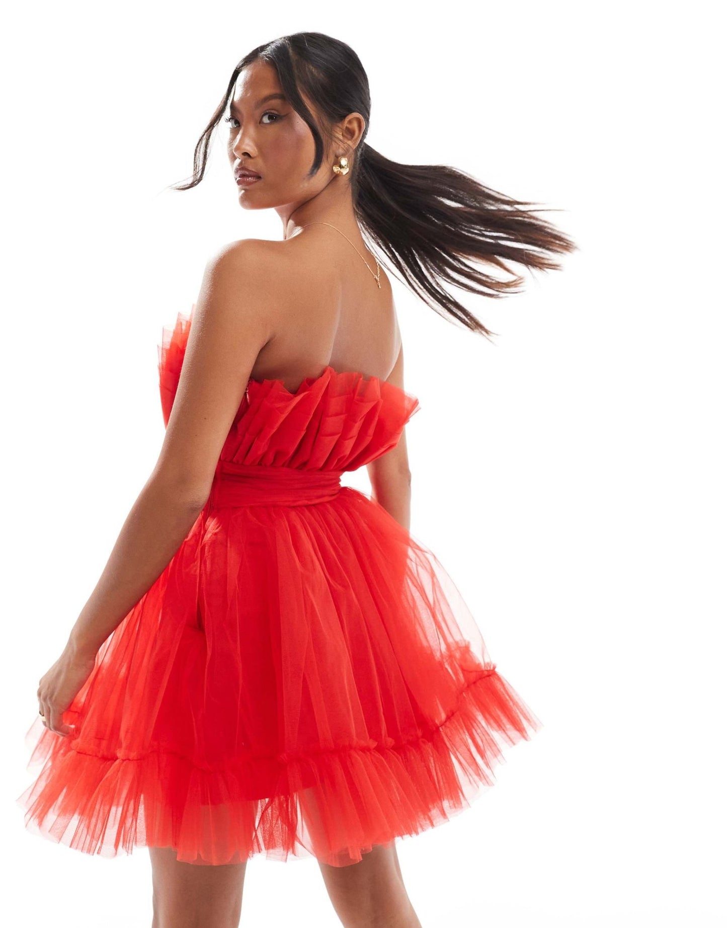 Lace & Beads Petite bandeau structured mini dress in red - ASOS Sample Sale EU Store