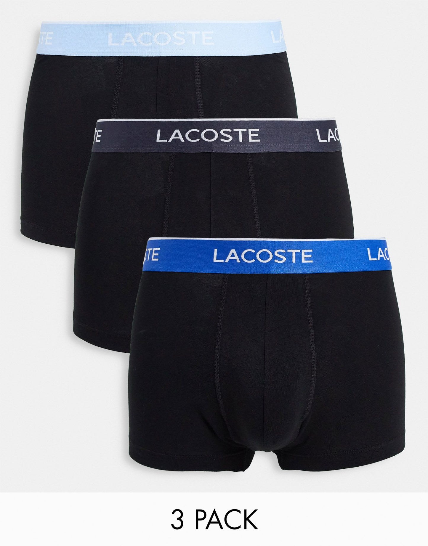 Lacoste 3 pack trunks contrast waistband in black - ASOS Sample Sale EU Store