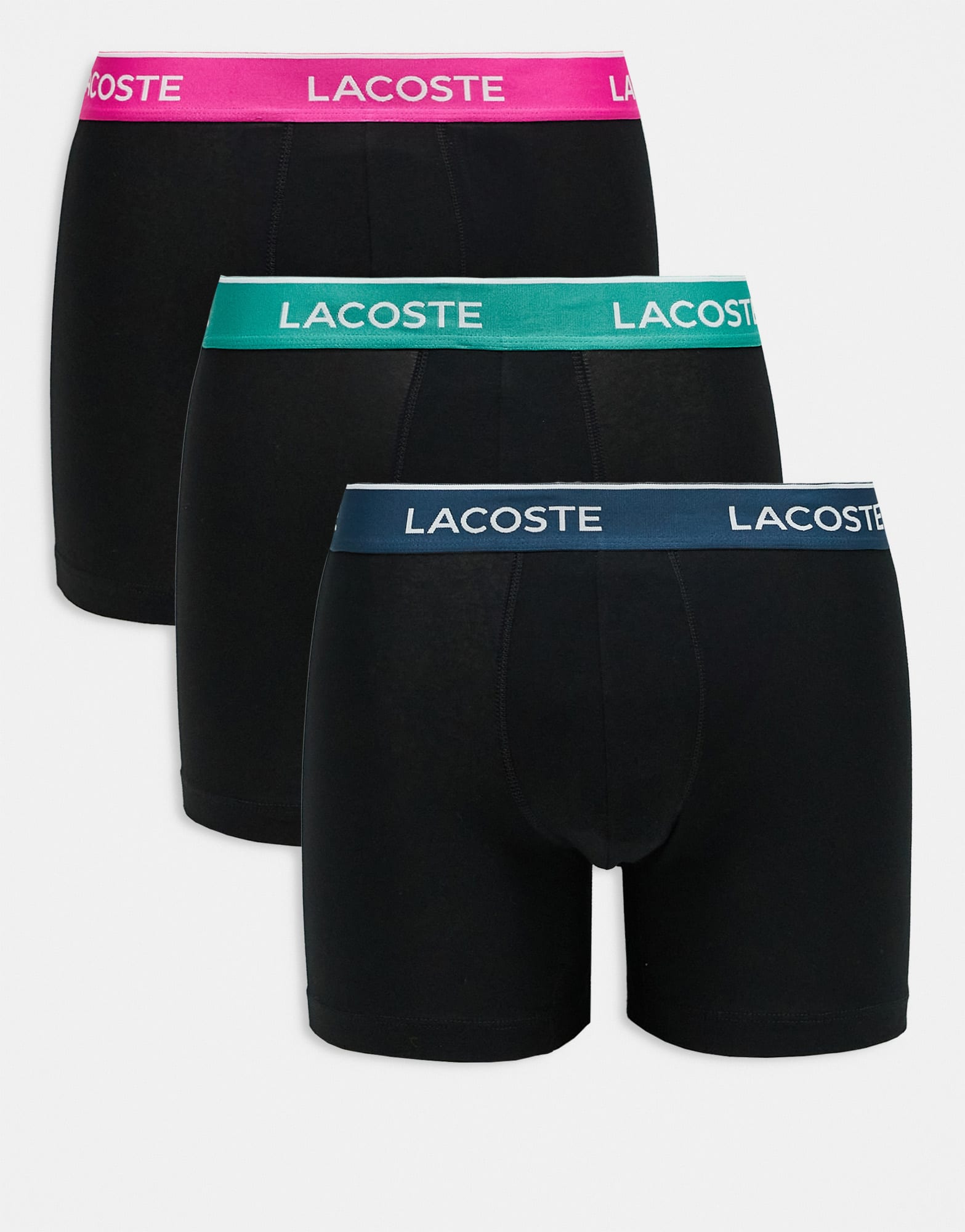Lacoste 3pack boxer briefs in black with coloured waistbands - ASOS Sample Sale EU Store