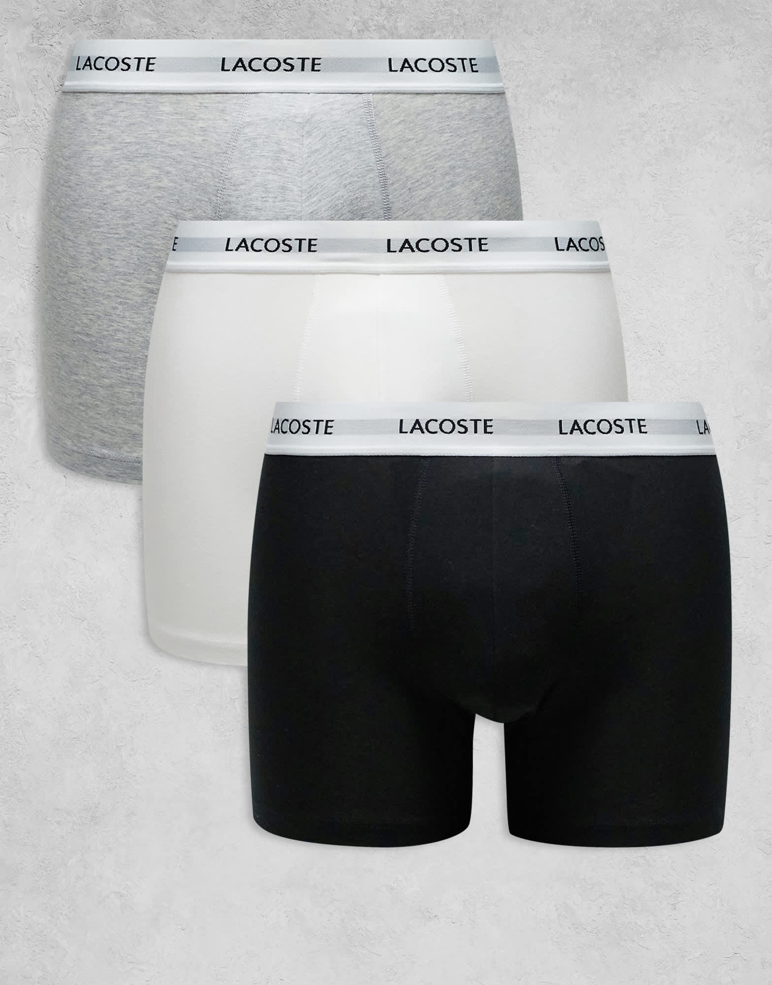 Lacoste 3pack boxer briefs in multi white waistband - ASOS Sample Sale EU Store