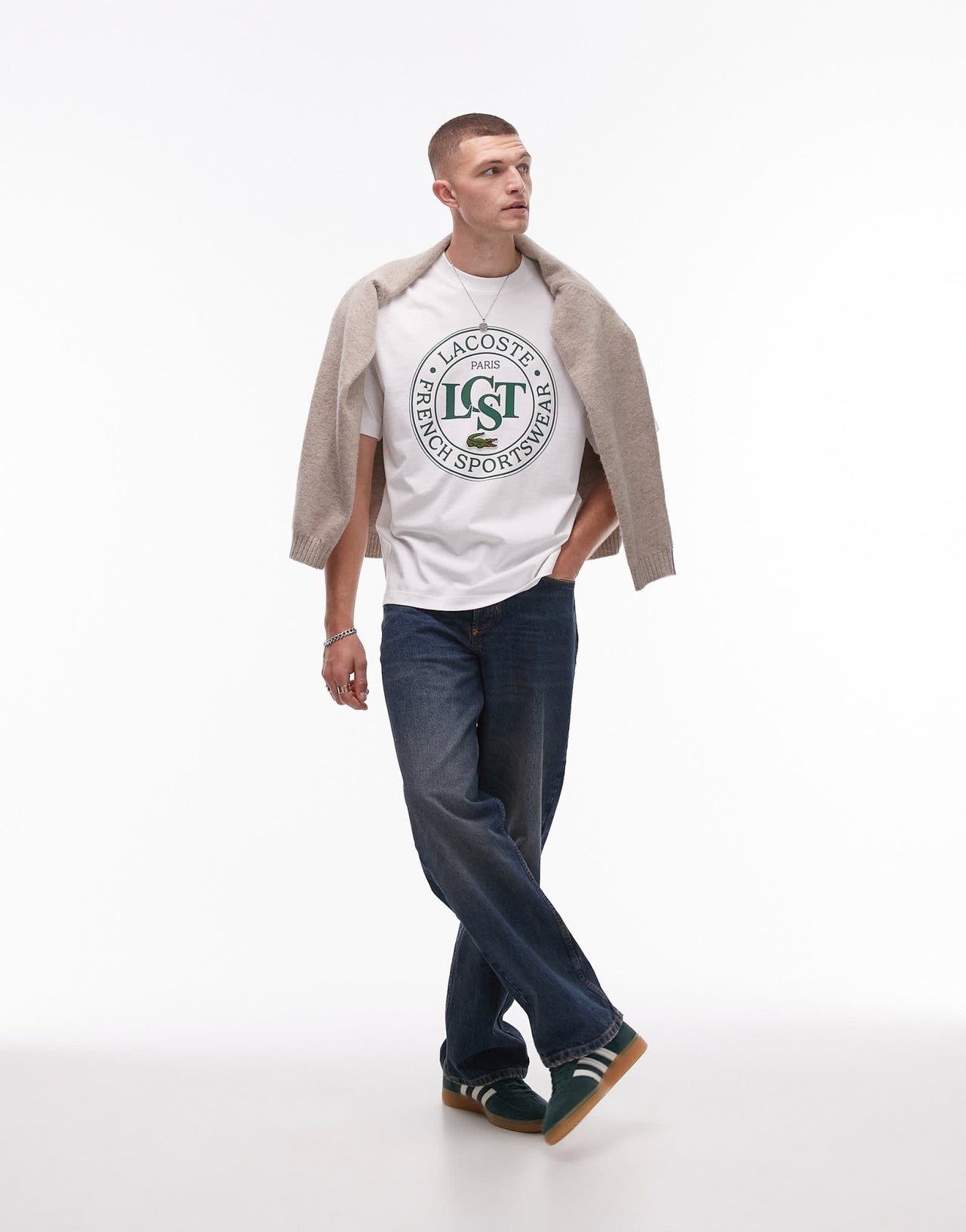 Lacoste front signature logo t-shirt in white - ASOS Sample Sale EU Store