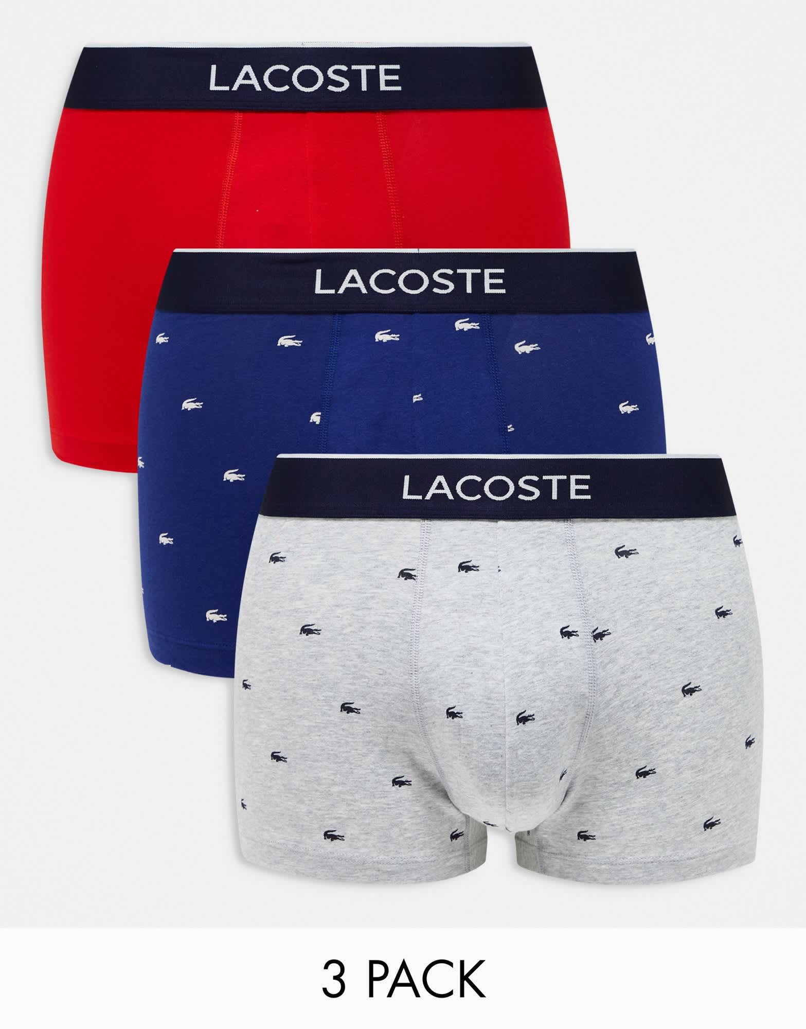 Lacoste graphics 3 pack trunks in multi - ASOS Sample Sale EU Store