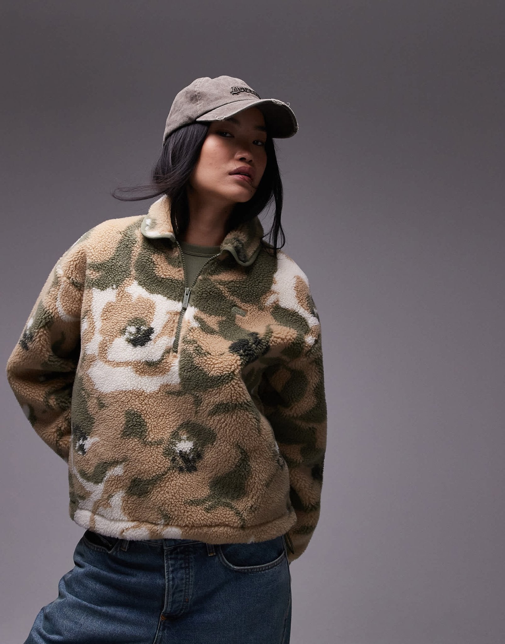 Lacoste half zip camo sweatshirt in beige - ASOS Sample Sale EU Store