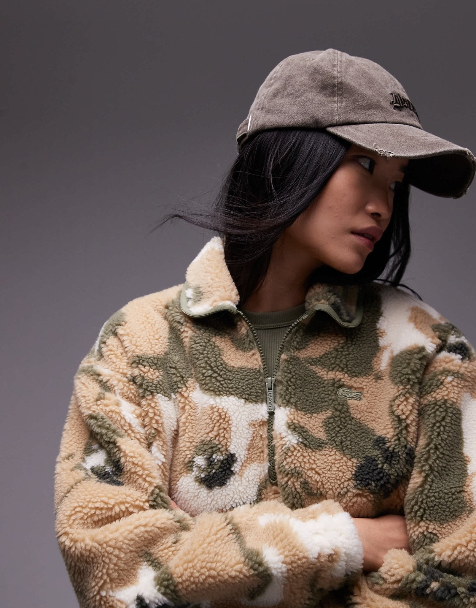 Lacoste half zip camo sweatshirt in beige - ASOS Sample Sale EU Store