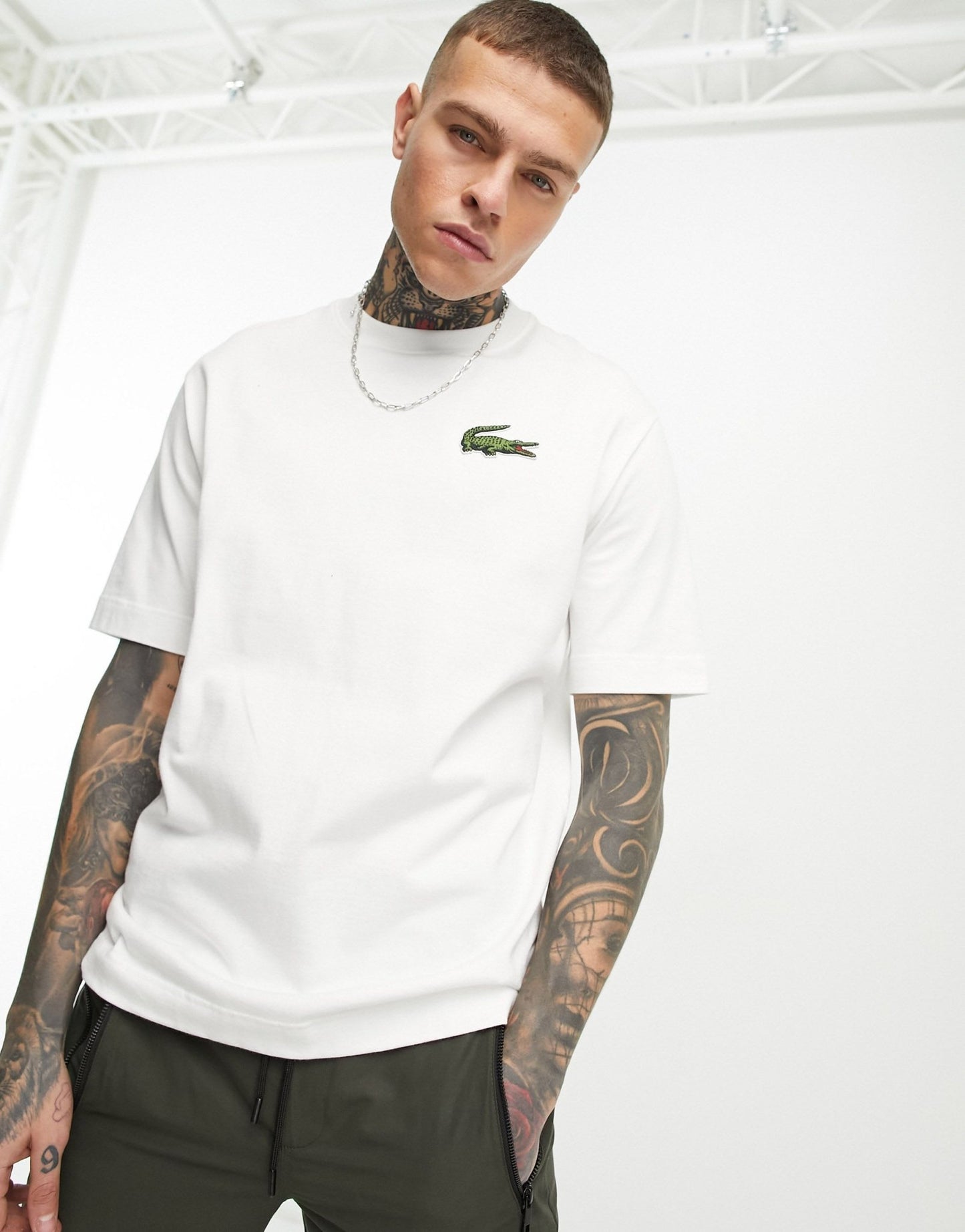 Lacoste large logo oversized t-shirt in white - ASOS Sample Sale EU Store