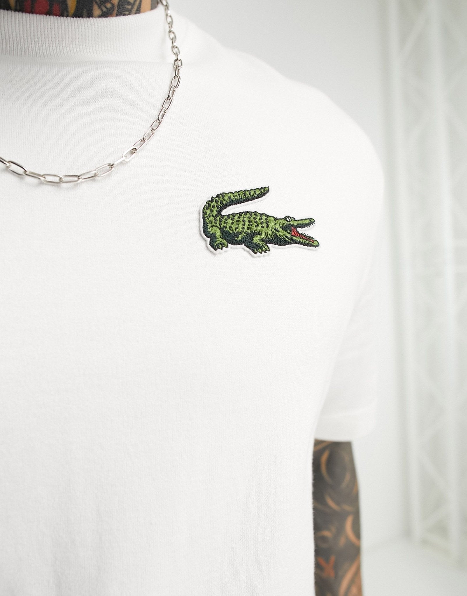 Lacoste large logo oversized t-shirt in white - ASOS Sample Sale EU Store