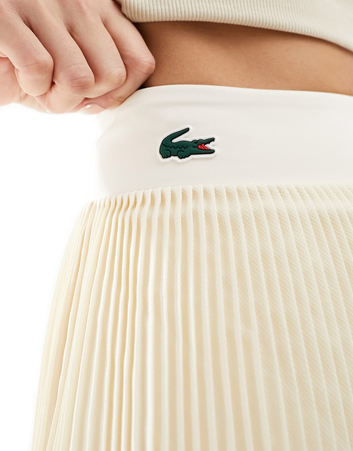 Lacoste pleated tennis skirt with under shorts in off white - ASOS Sample Sale EU Store
