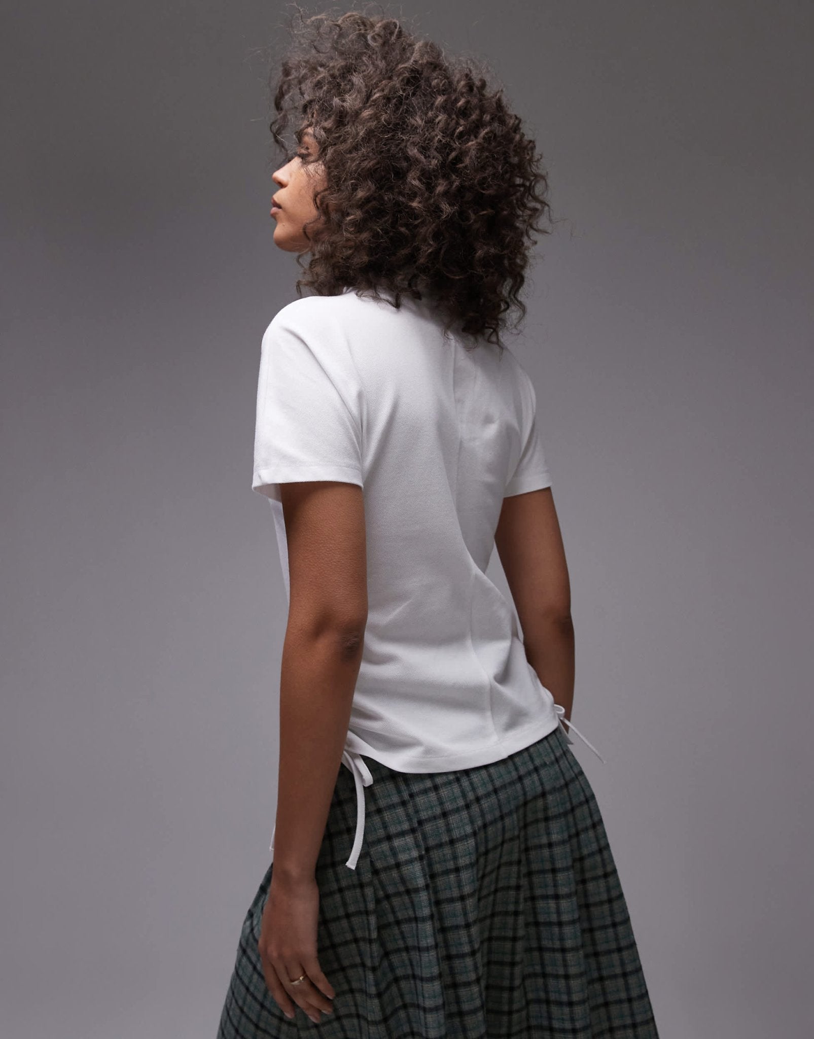 Lacoste polo shirt in white with ruched sideseam detail - ASOS Sample Sale EU Store