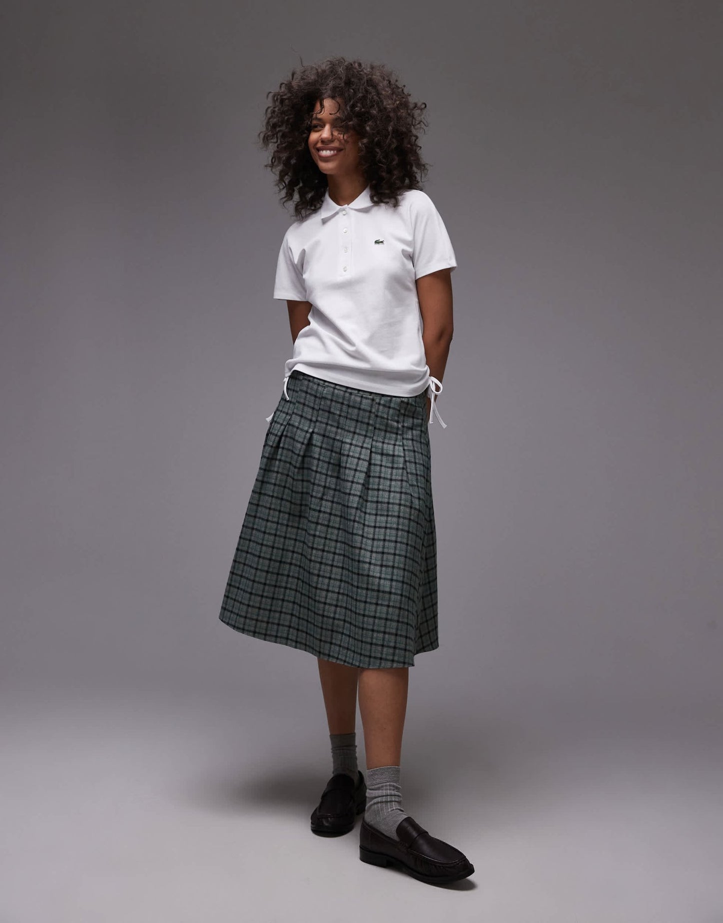Lacoste polo shirt in white with ruched sideseam detail - ASOS Sample Sale EU Store