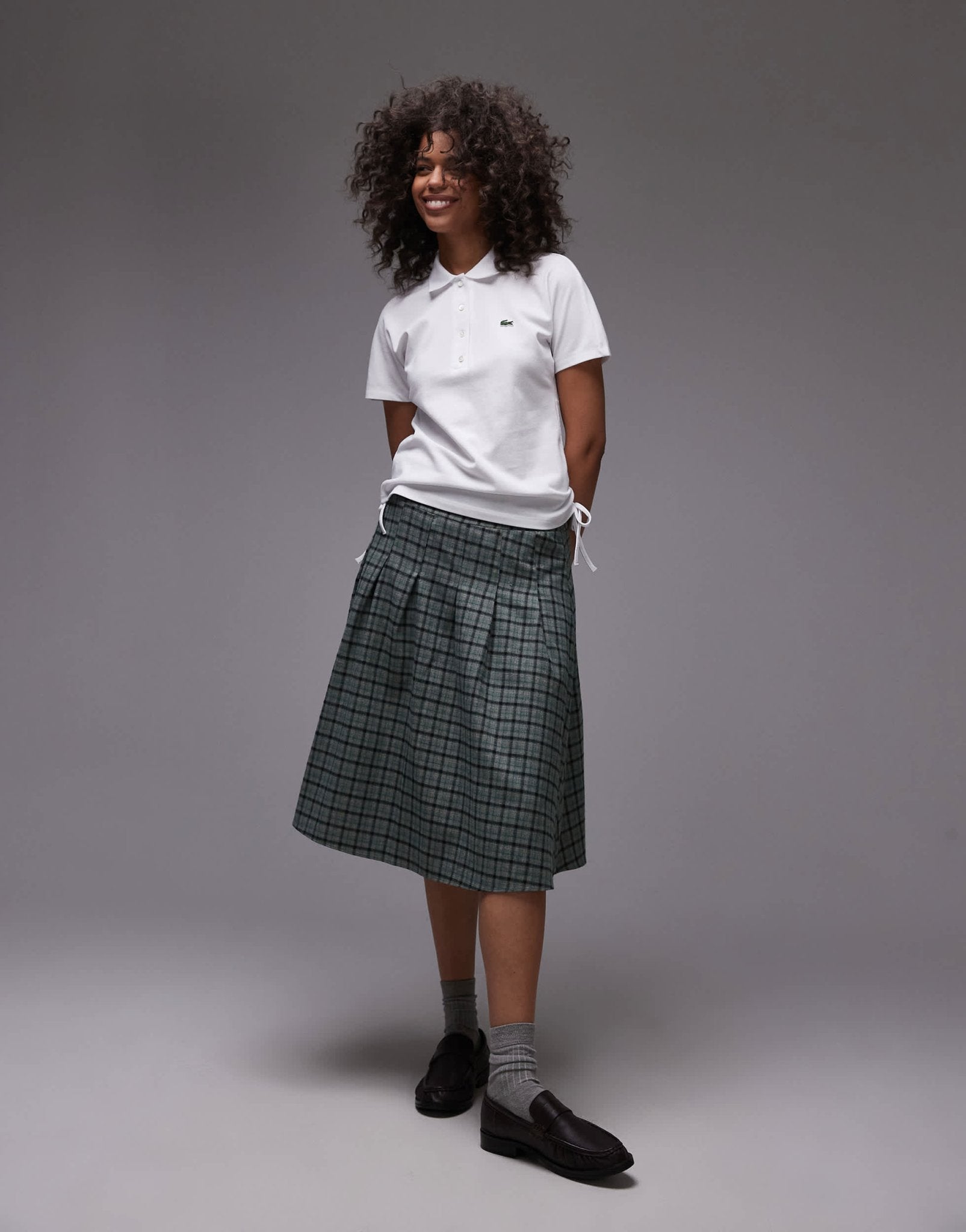 Lacoste polo shirt in white with ruched sideseam detail - ASOS Sample Sale EU Store