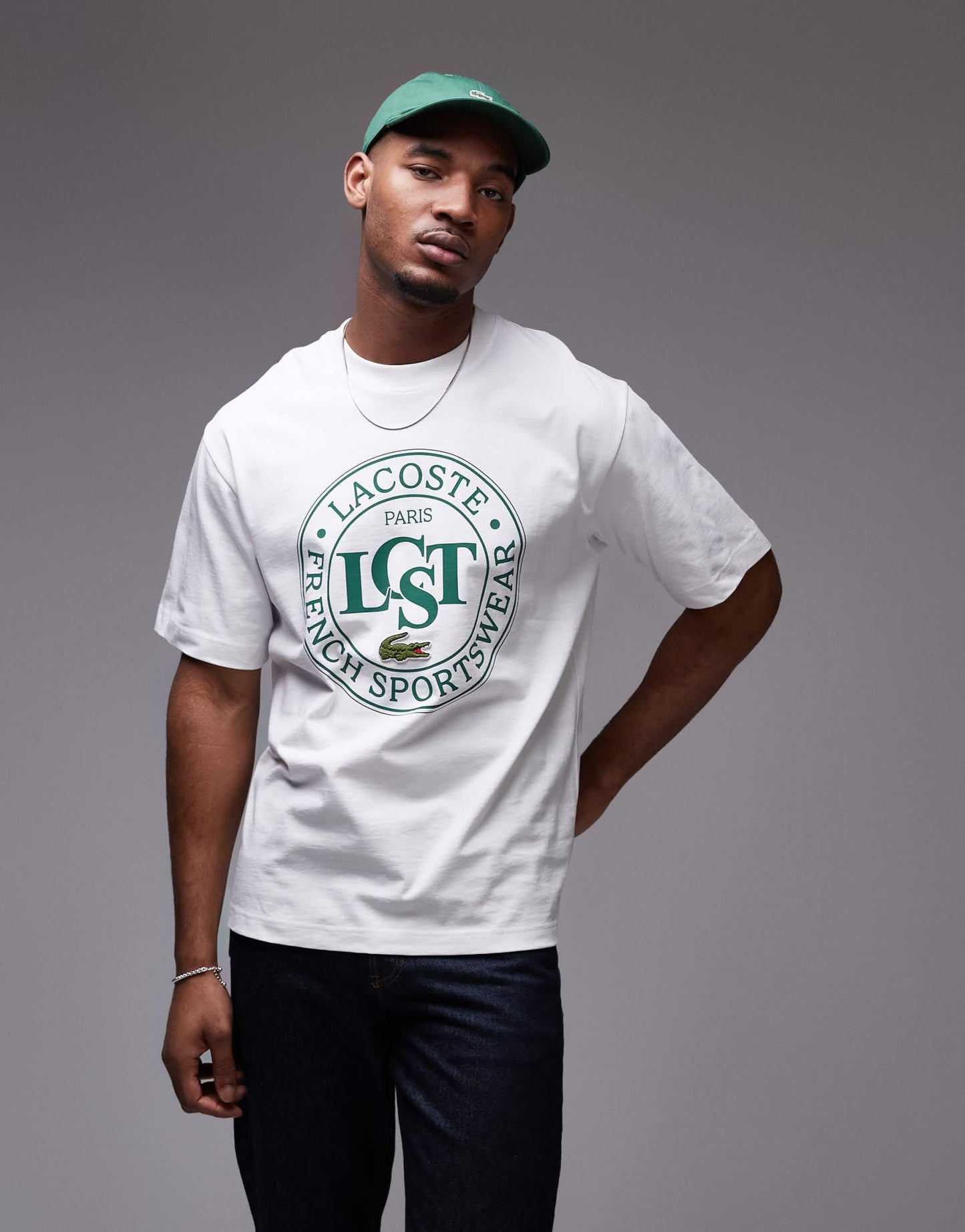 Lacoste relaxed fit t-shirt in white with varsity logo print - ASOS Sample Sale EU Store