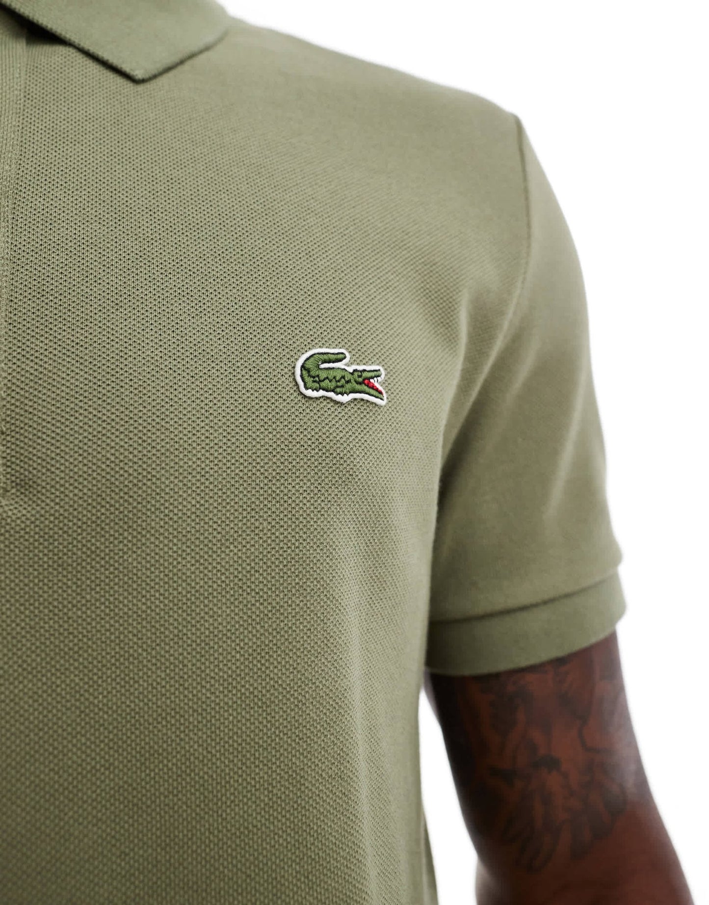 Lacoste slim fit logo pique polo in khaki - ASOS Sample Sale EU Store