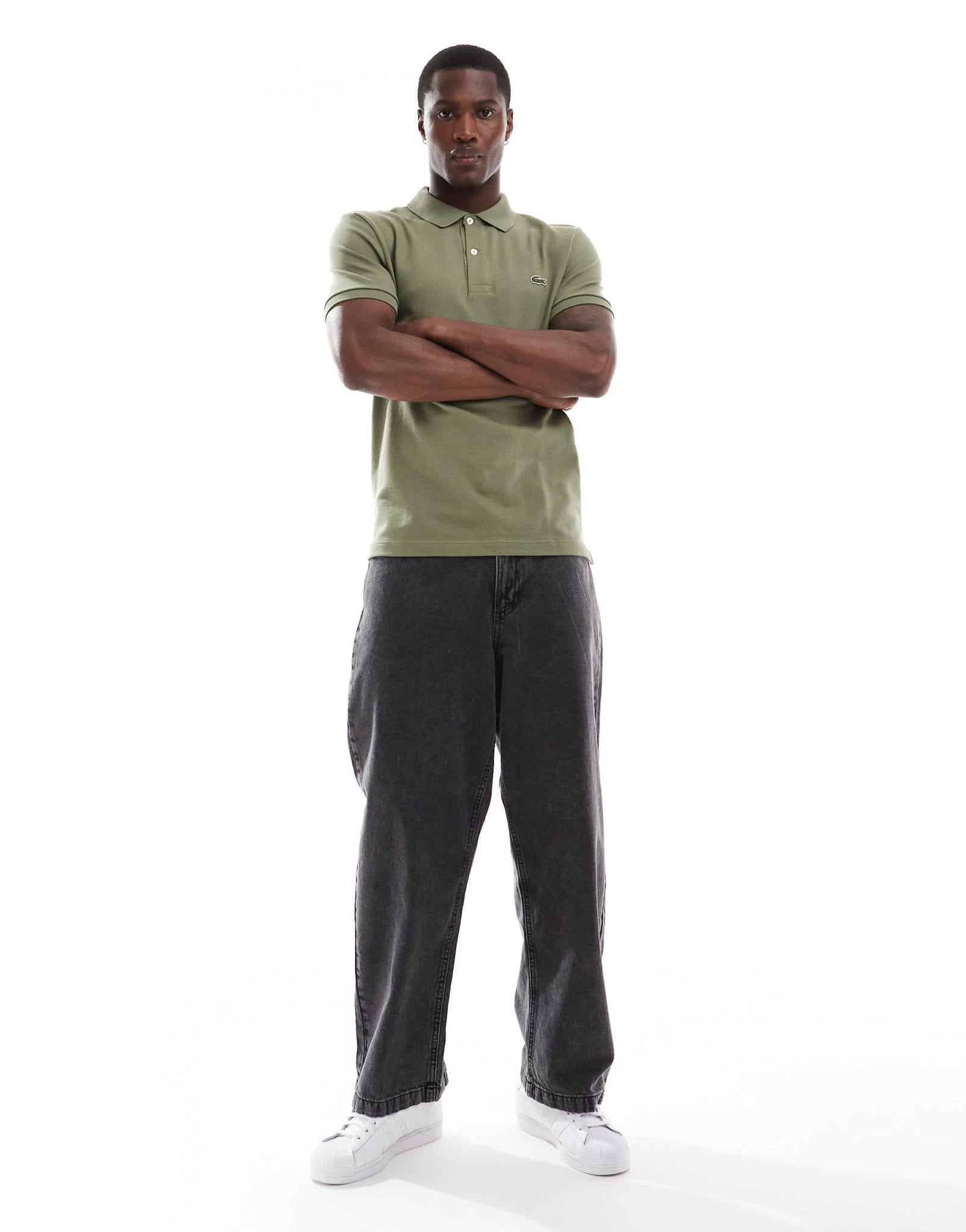 Lacoste slim fit logo pique polo in khaki - ASOS Sample Sale EU Store
