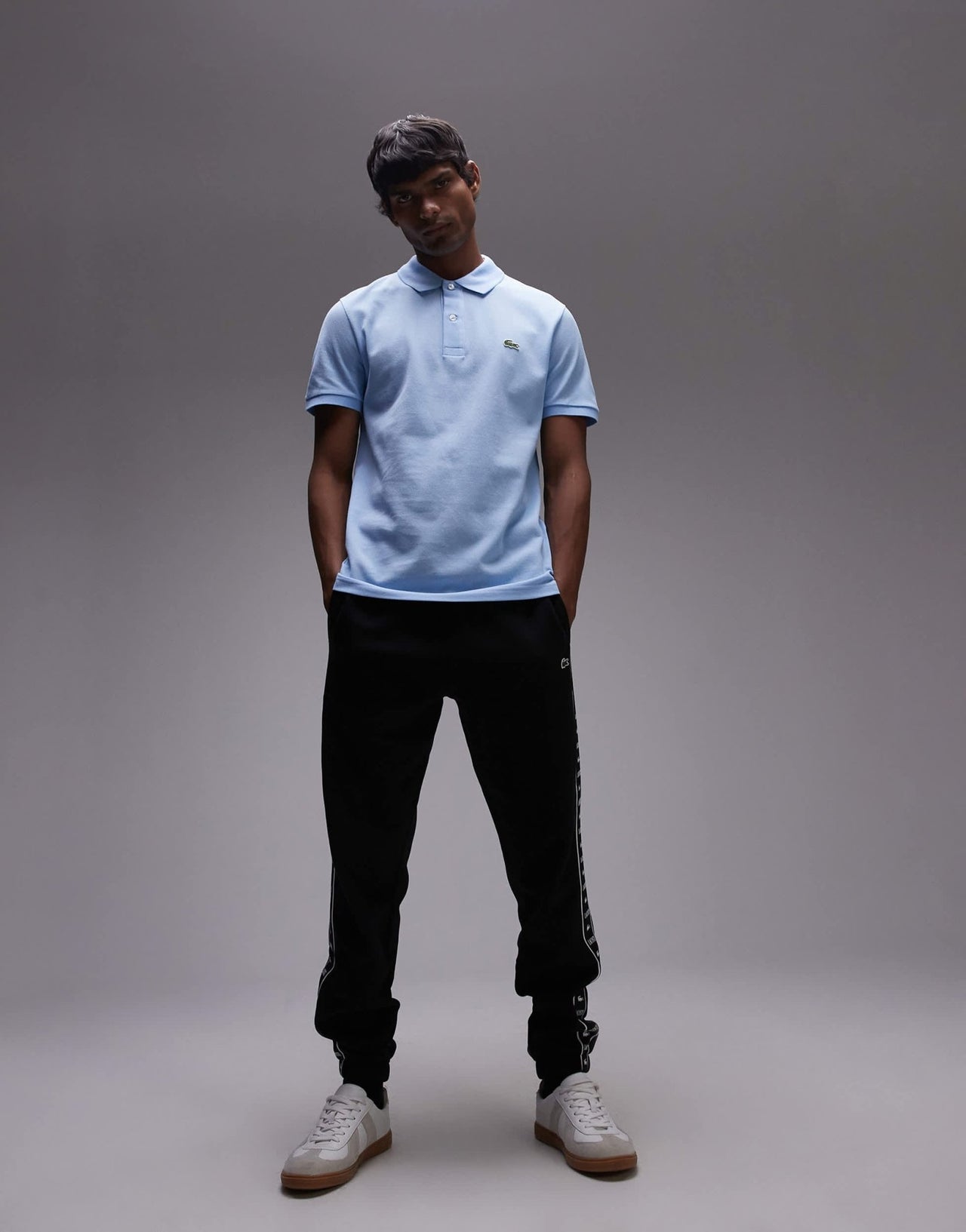 Lacoste slim fit logo pique polo in light blue - ASOS Sample Sale EU Store