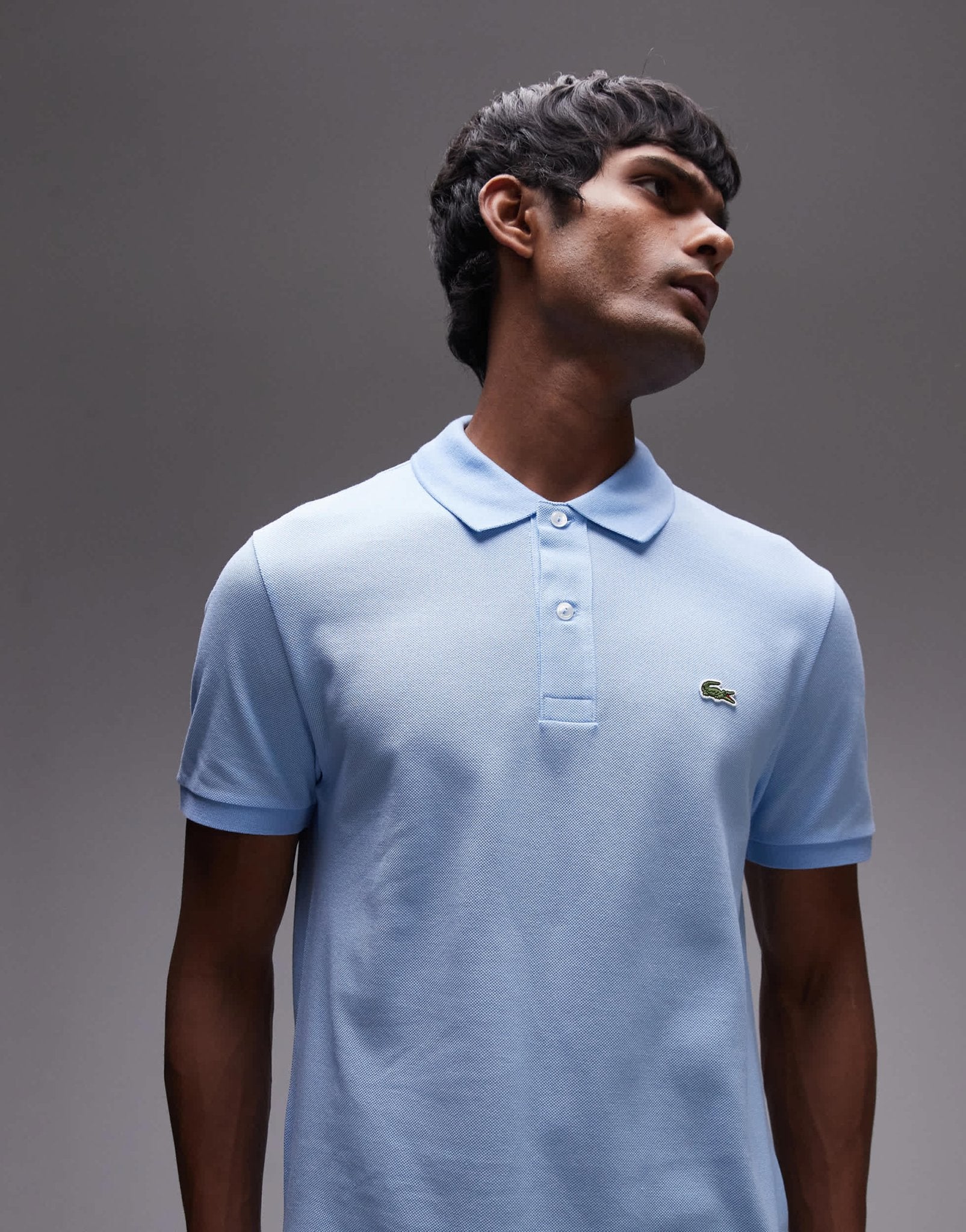 Lacoste slim fit logo pique polo in light blue - ASOS Sample Sale EU Store
