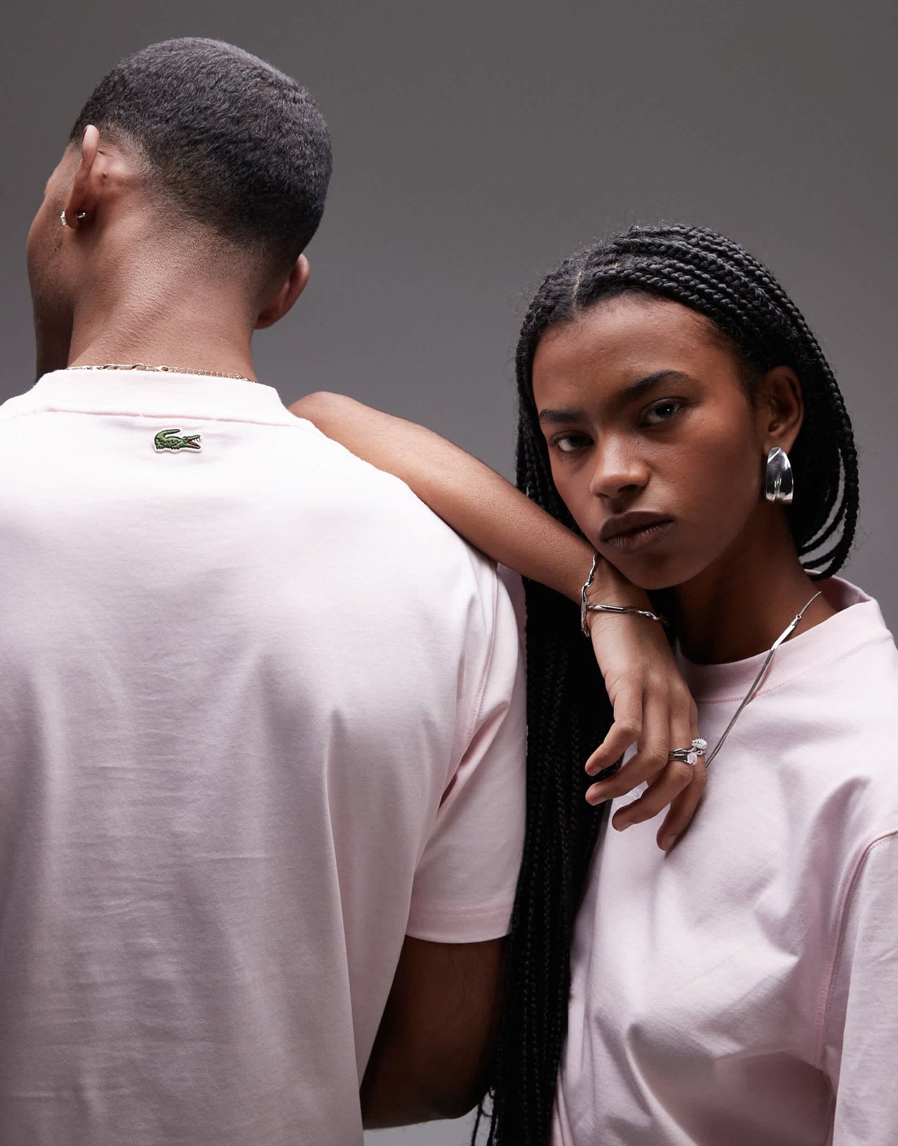 Lacoste unisex relaxed fit t-shirt in pink with central small logo print - ASOS Sample Sale EU Store