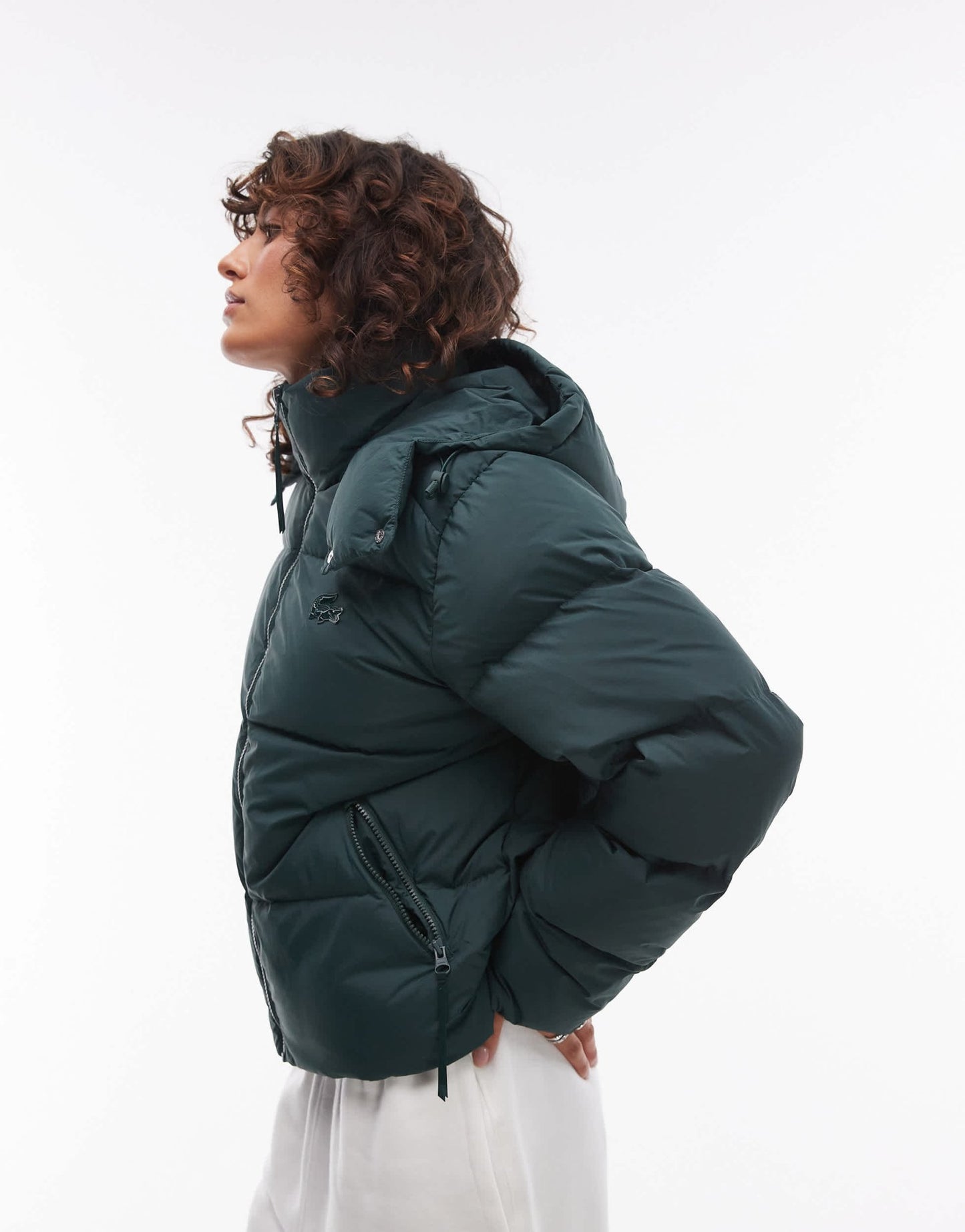 Lacoste zip puffa coat in dark green - ASOS Sample Sale EU Store