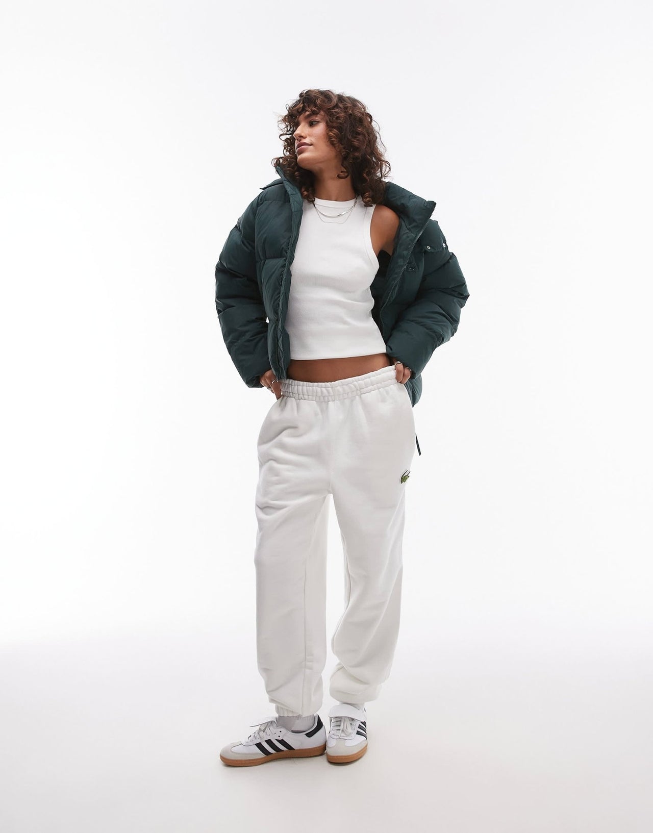 Lacoste zip puffa coat in dark green - ASOS Sample Sale EU Store