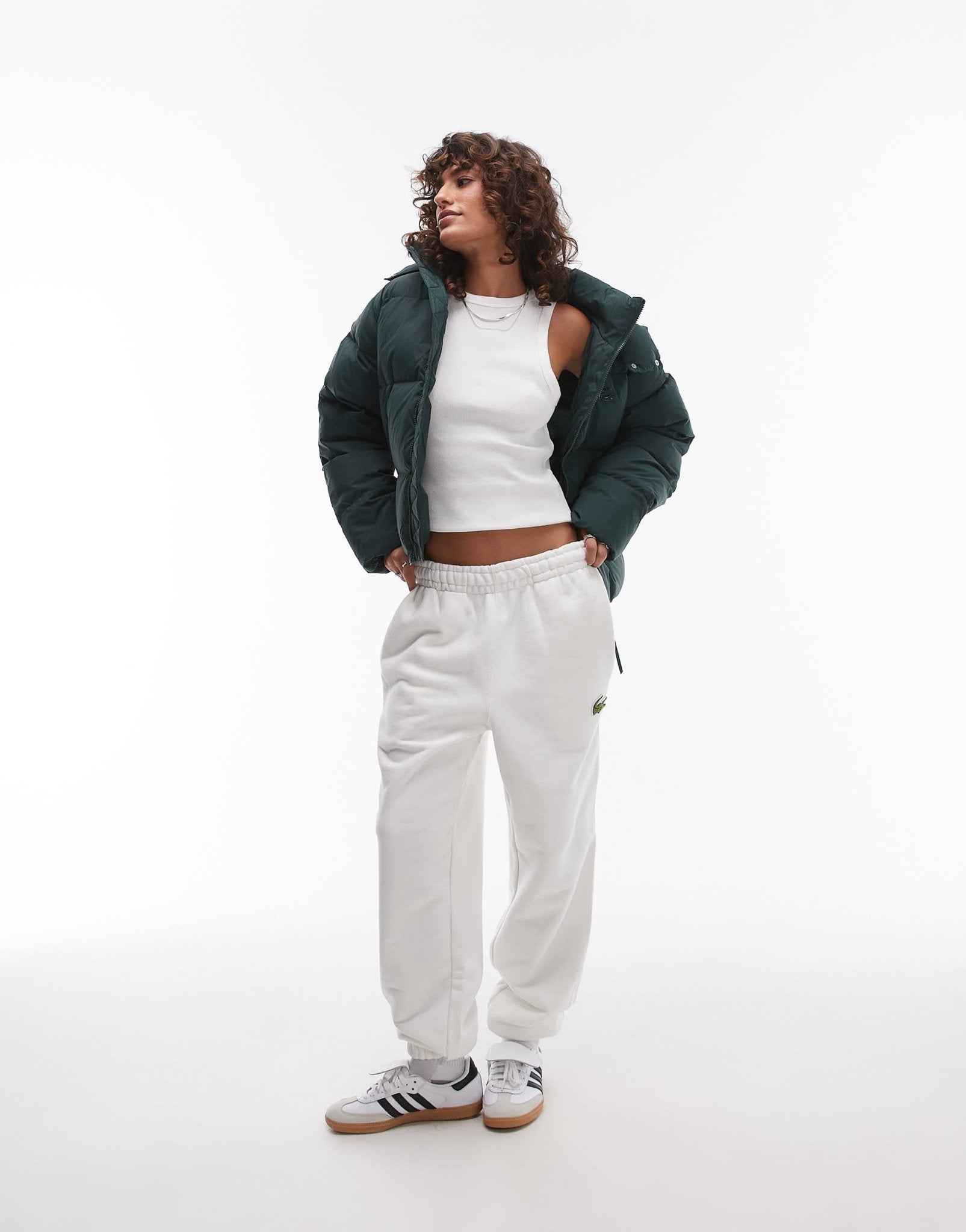 Lacoste zip puffa coat in dark green - ASOS Sample Sale EU Store