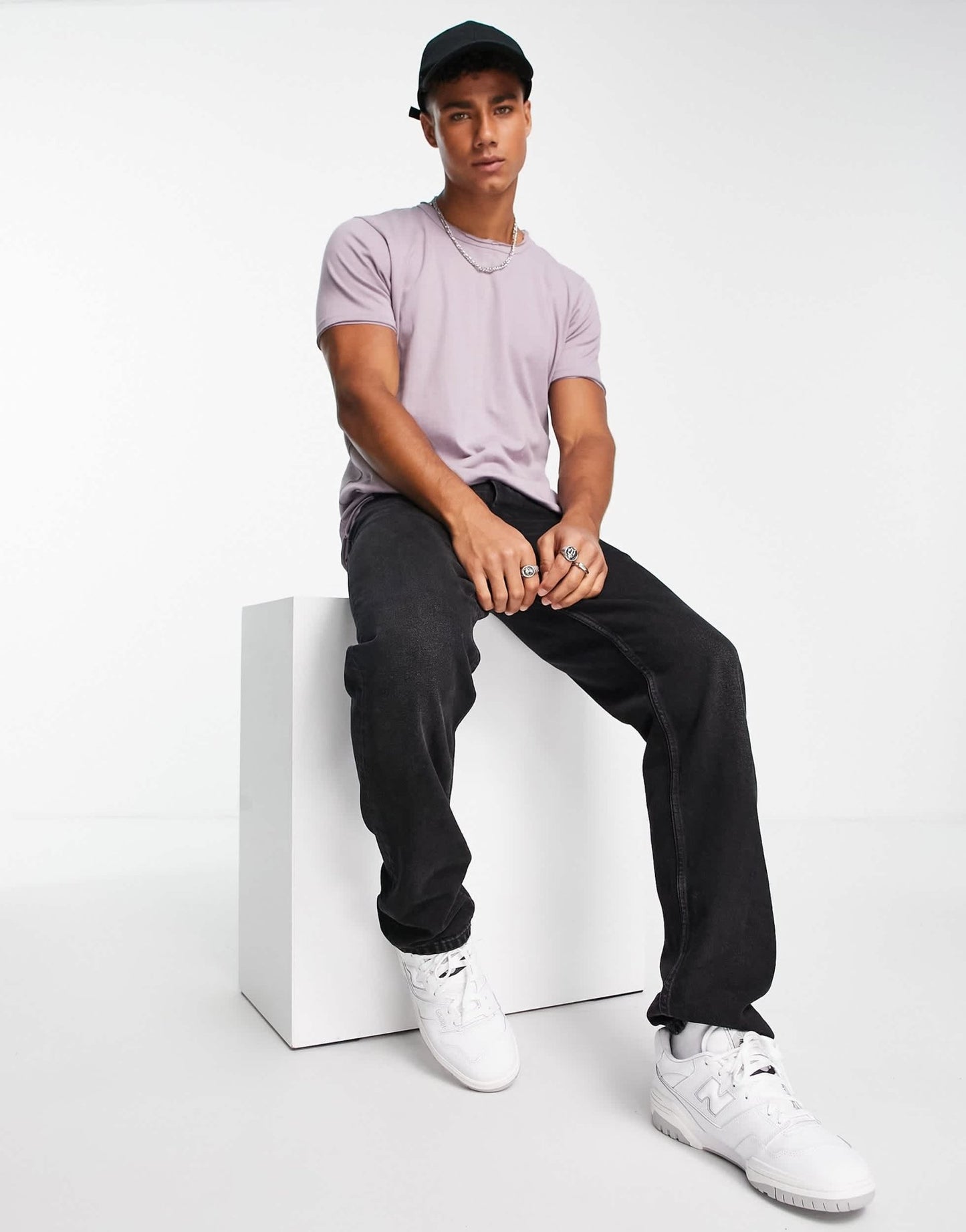 Le Breve boxy fit split seam t-shirt in lilac chalk - ASOS Sample Sale EU Store