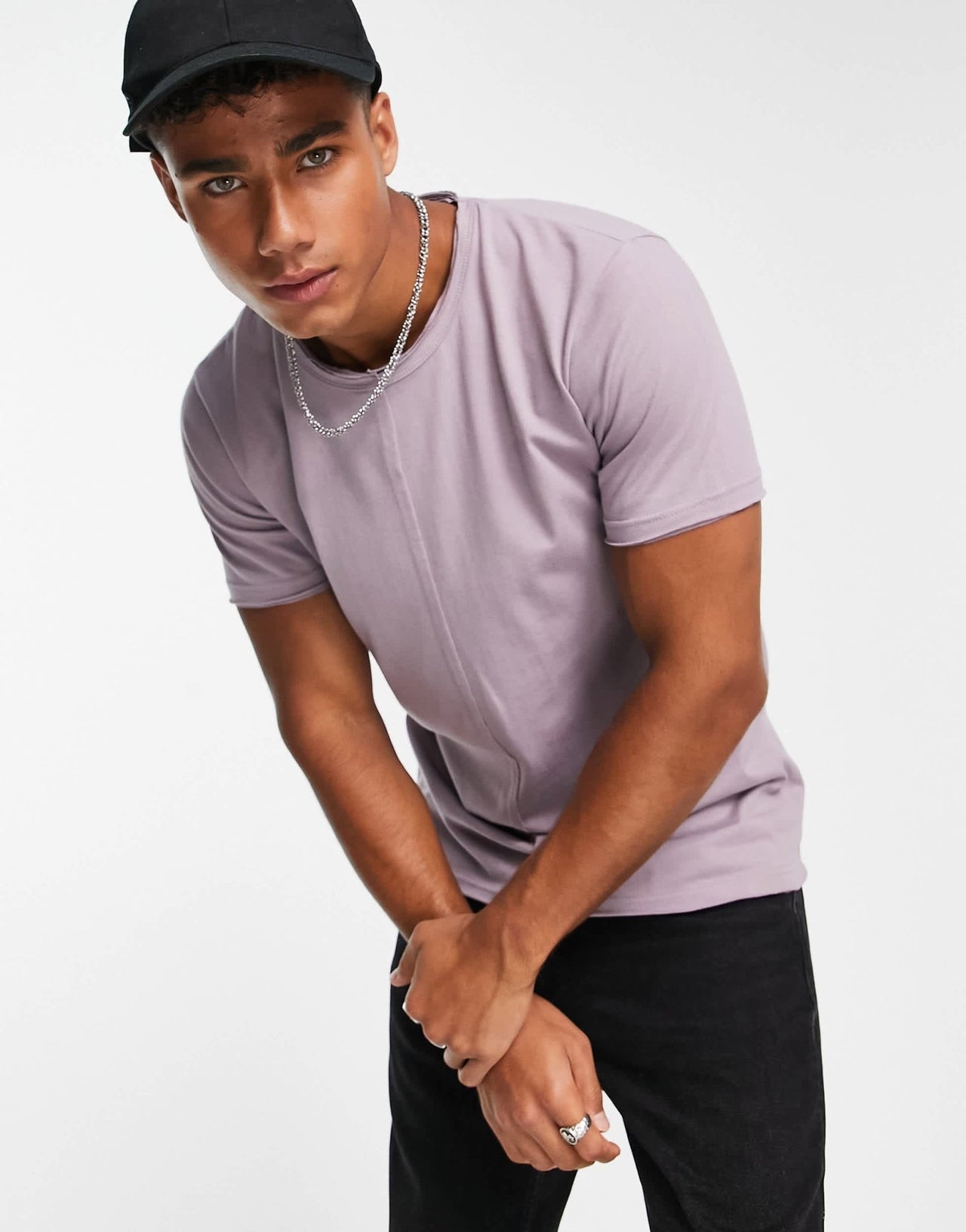 Le Breve boxy fit split seam t-shirt in lilac chalk - ASOS Sample Sale EU Store