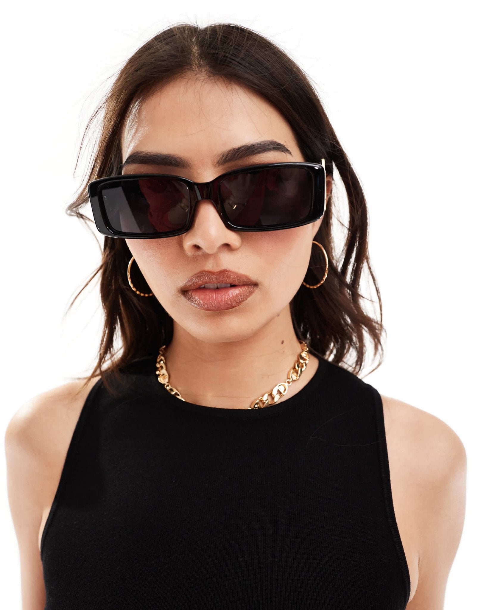Le Specs cruel intentions rectangle sunglasses in black - ASOS Sample Sale EU Store
